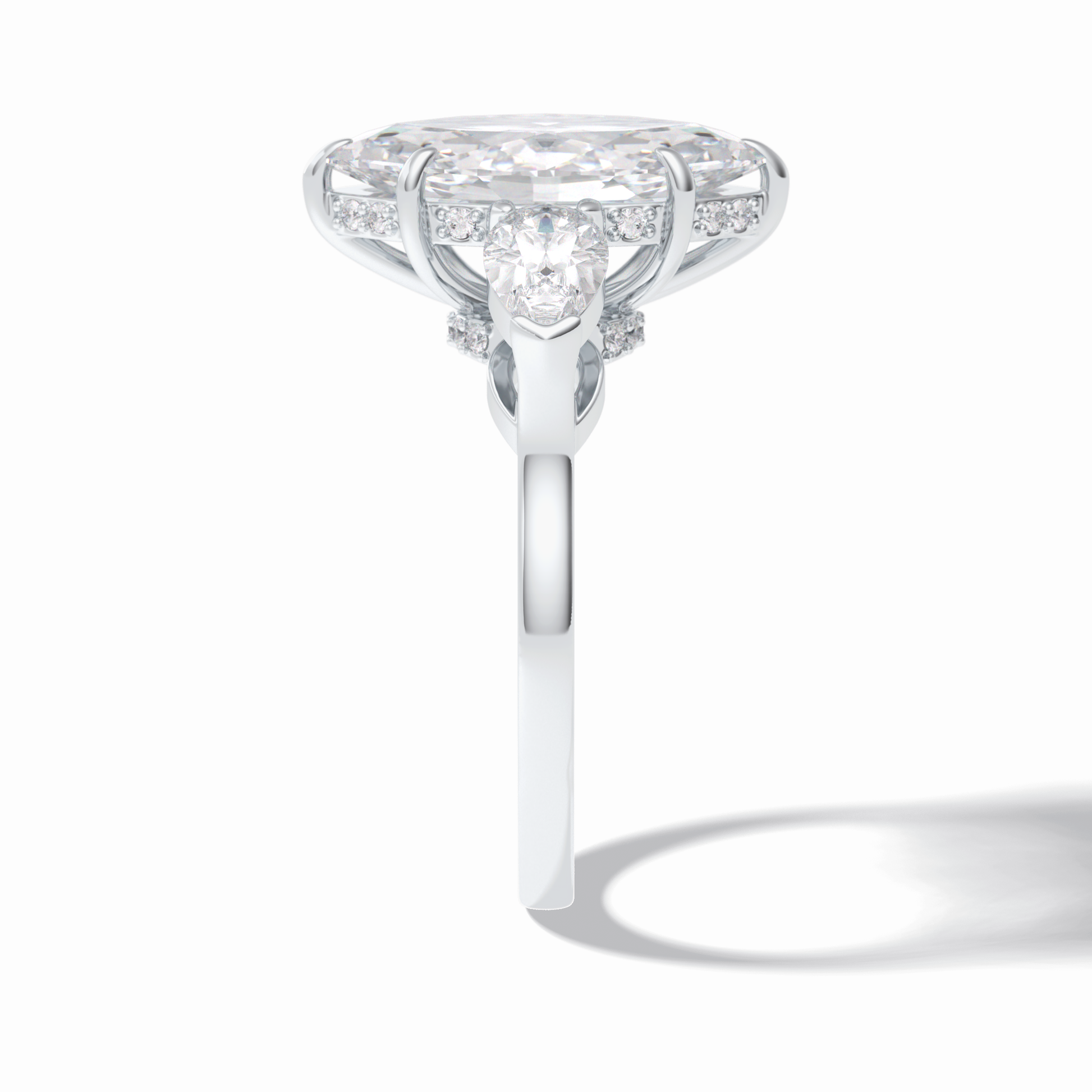3.0 CT Marquise Cut Three Stones Style Moissanite Engagement Rings