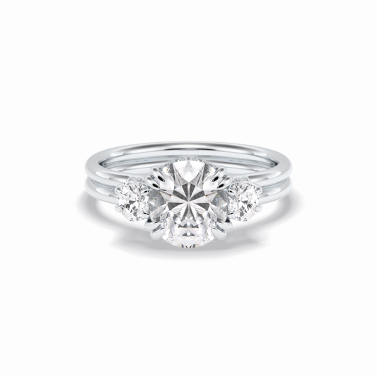 3.0 CT Round Cut Three Stones Style Moissanite Engagement Rings