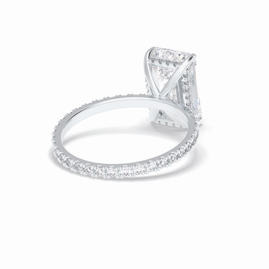 3.06 CT Emerald Cut Hidden Halo & Pave Style Moissanite Engagement Rings