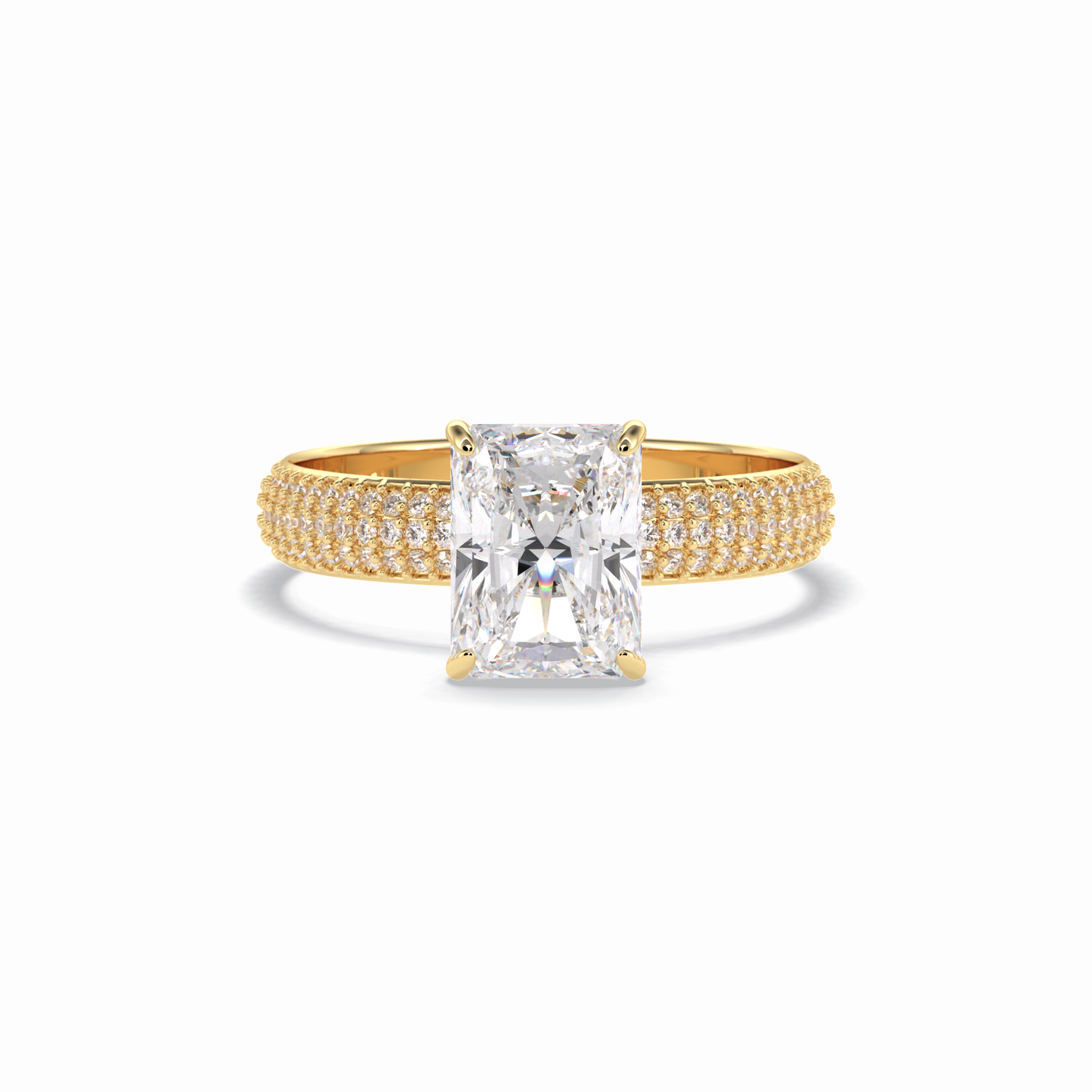 2.0 CT Radiant Cut Pave Style Moissanite Engagement Rings
