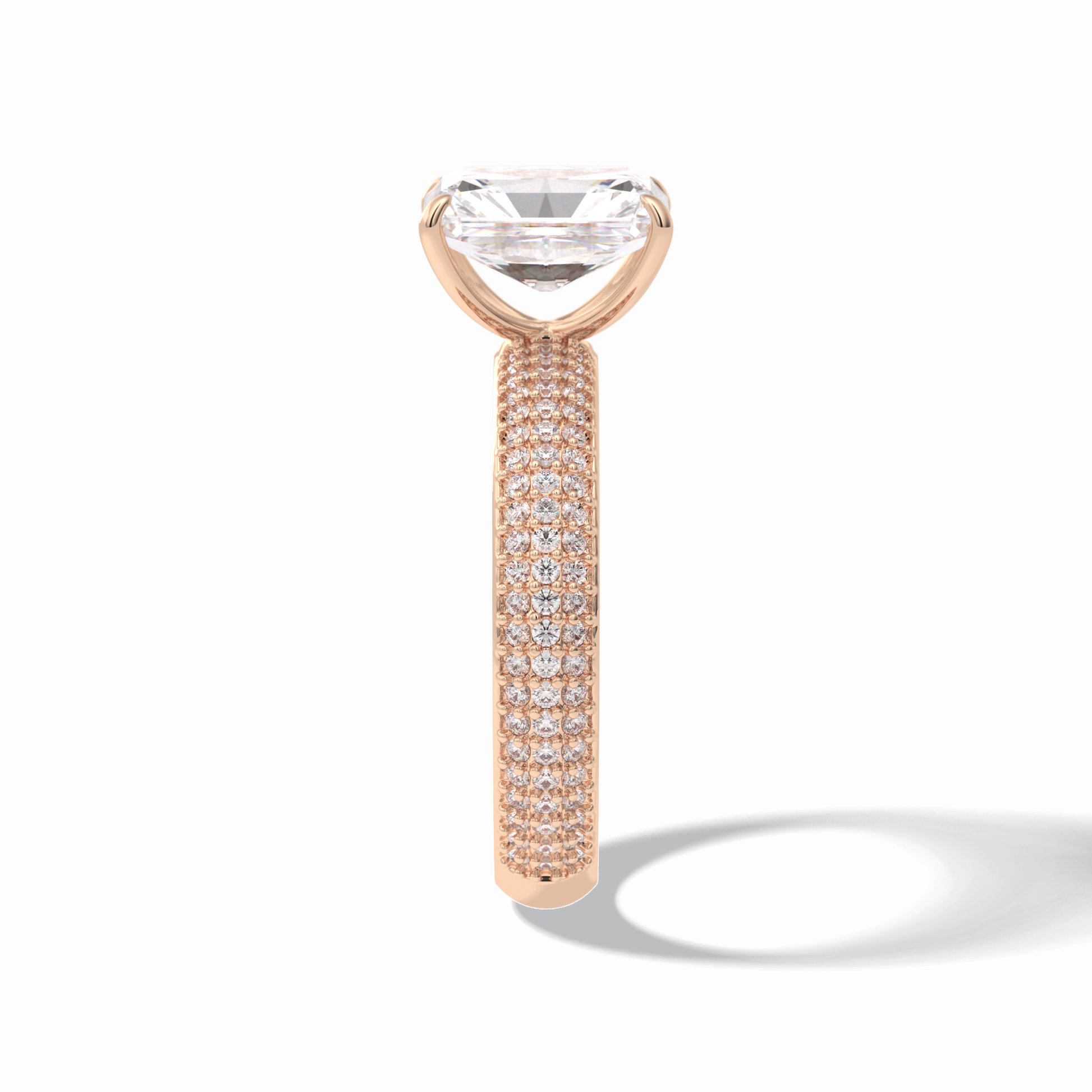 2.0 CT Radiant Cut Pave Style Moissanite Engagement Rings