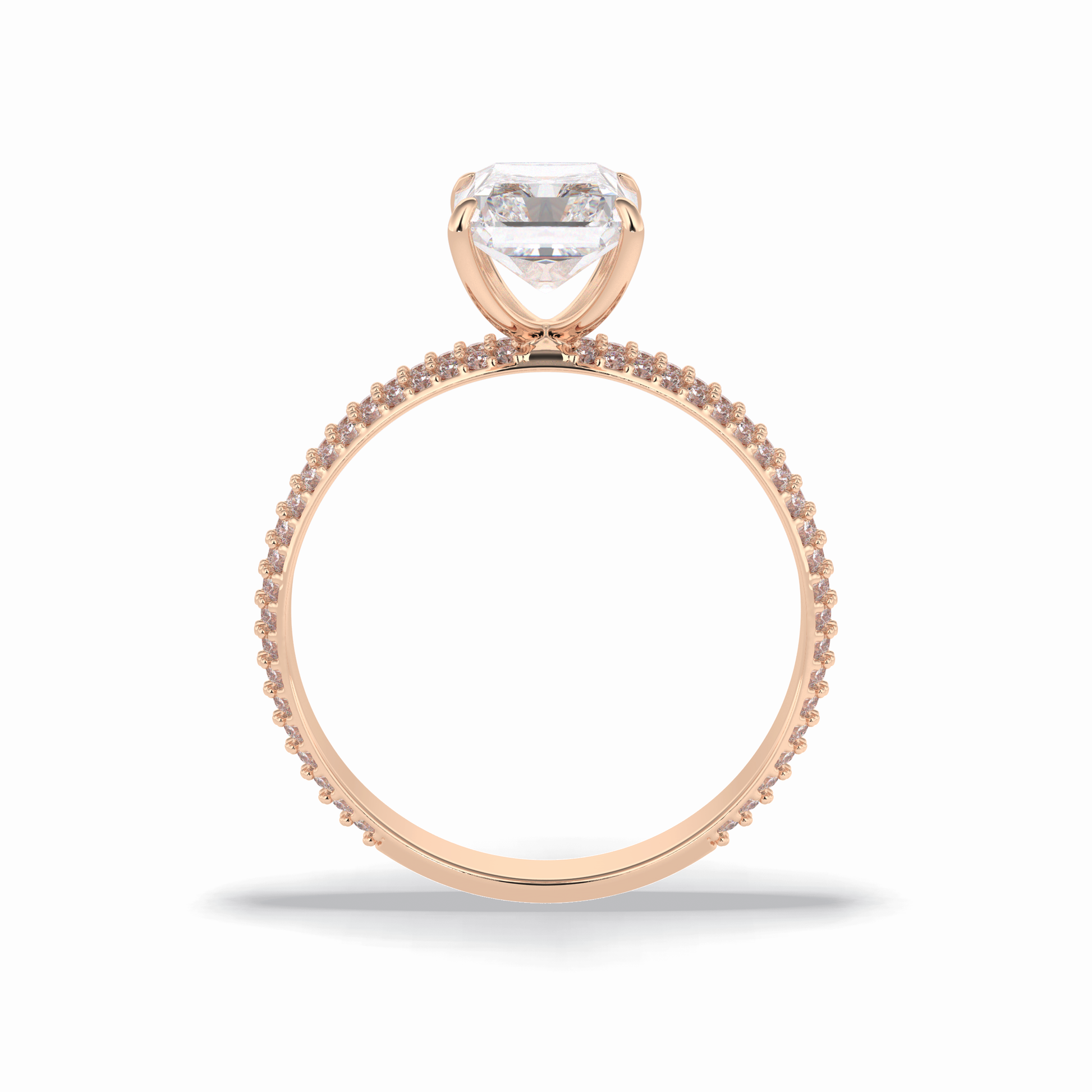 2.0 CT Radiant Cut Pave Style Moissanite Engagement Rings