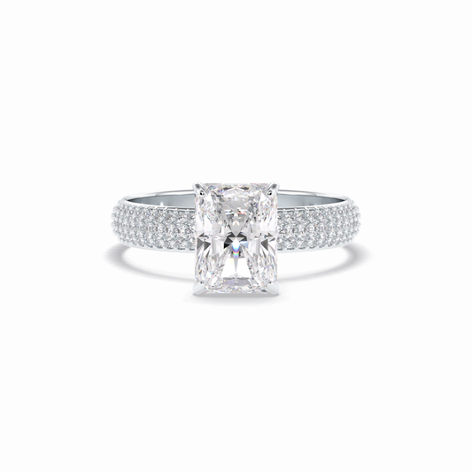 2.0 CT Radiant Cut Pave Style Moissanite Engagement Rings