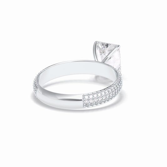 2.0 CT Radiant Cut Pave Style Moissanite Engagement Rings