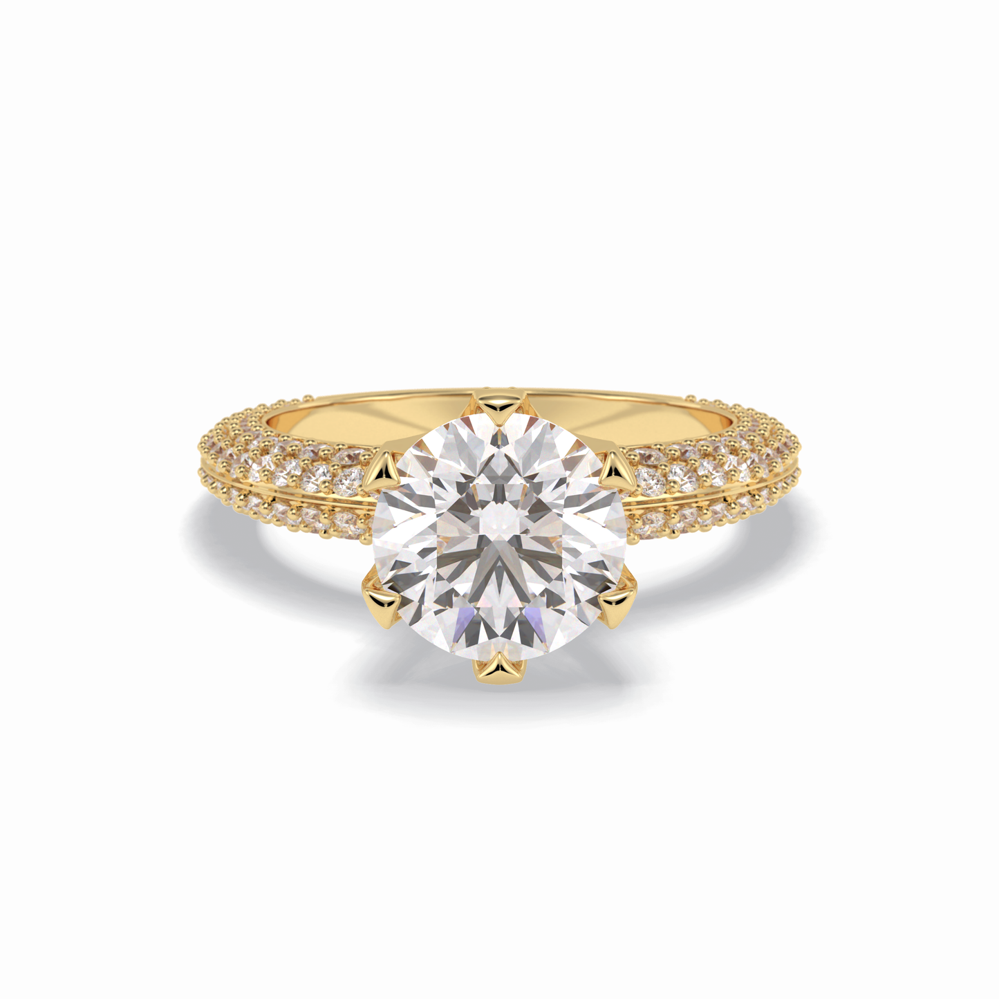 2.5 CT Round Cut Pave Style Moissanite Engagement Rings
