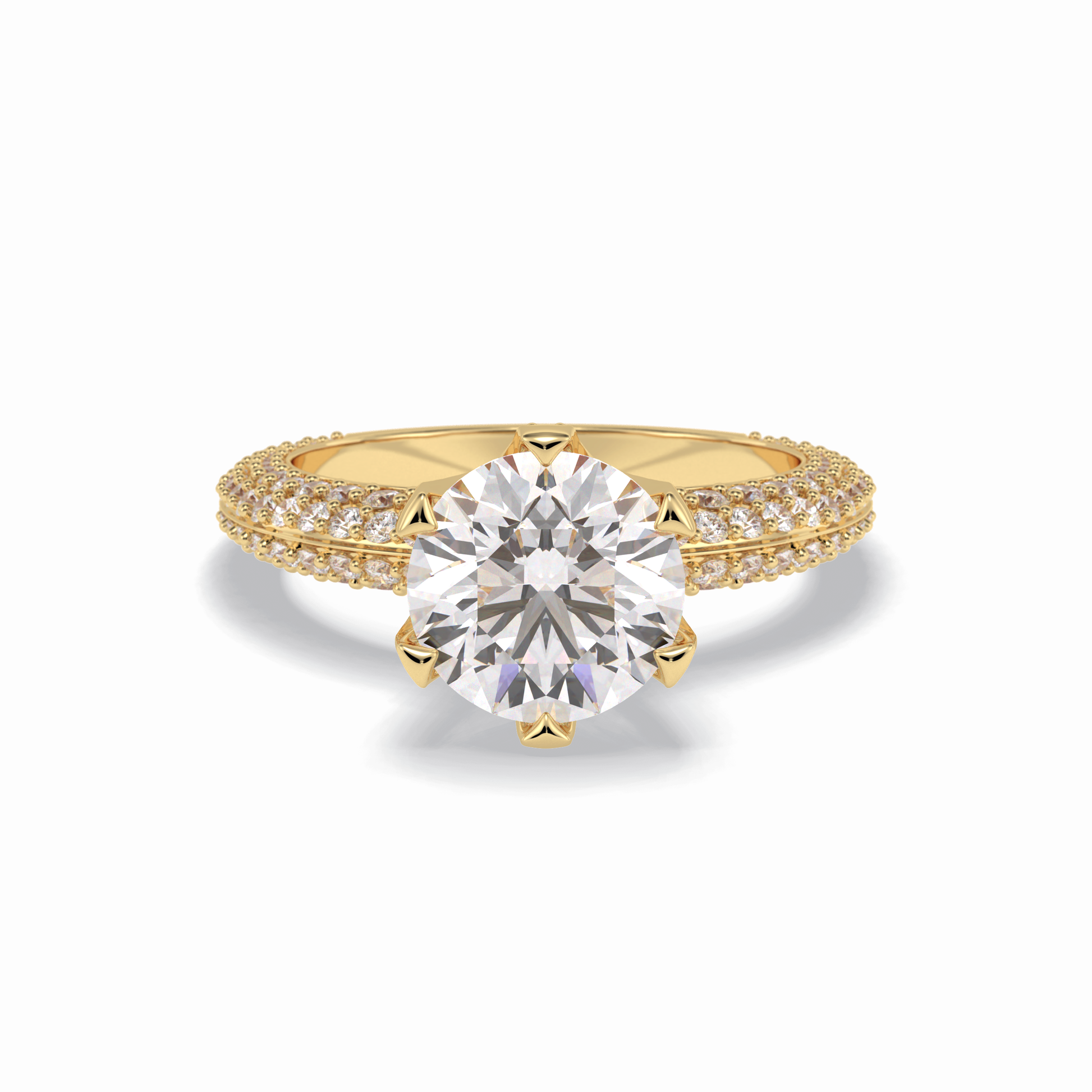 2.5 CT Round Cut Pave Style Moissanite Engagement Rings