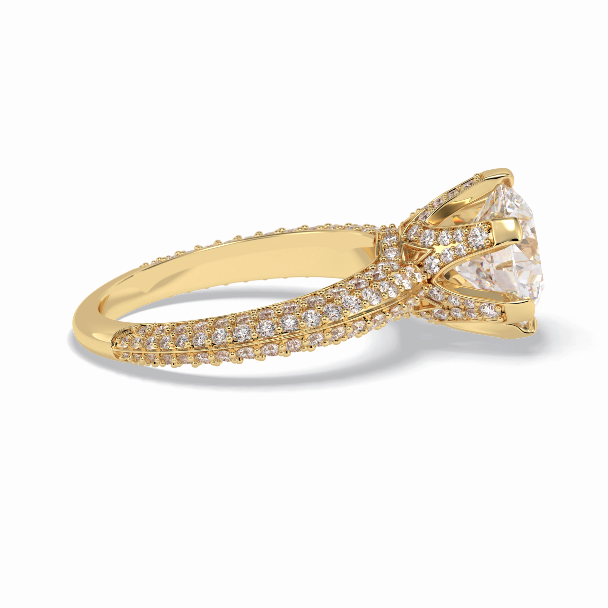 2.5 CT Round Cut Pave Style Moissanite Engagement Rings