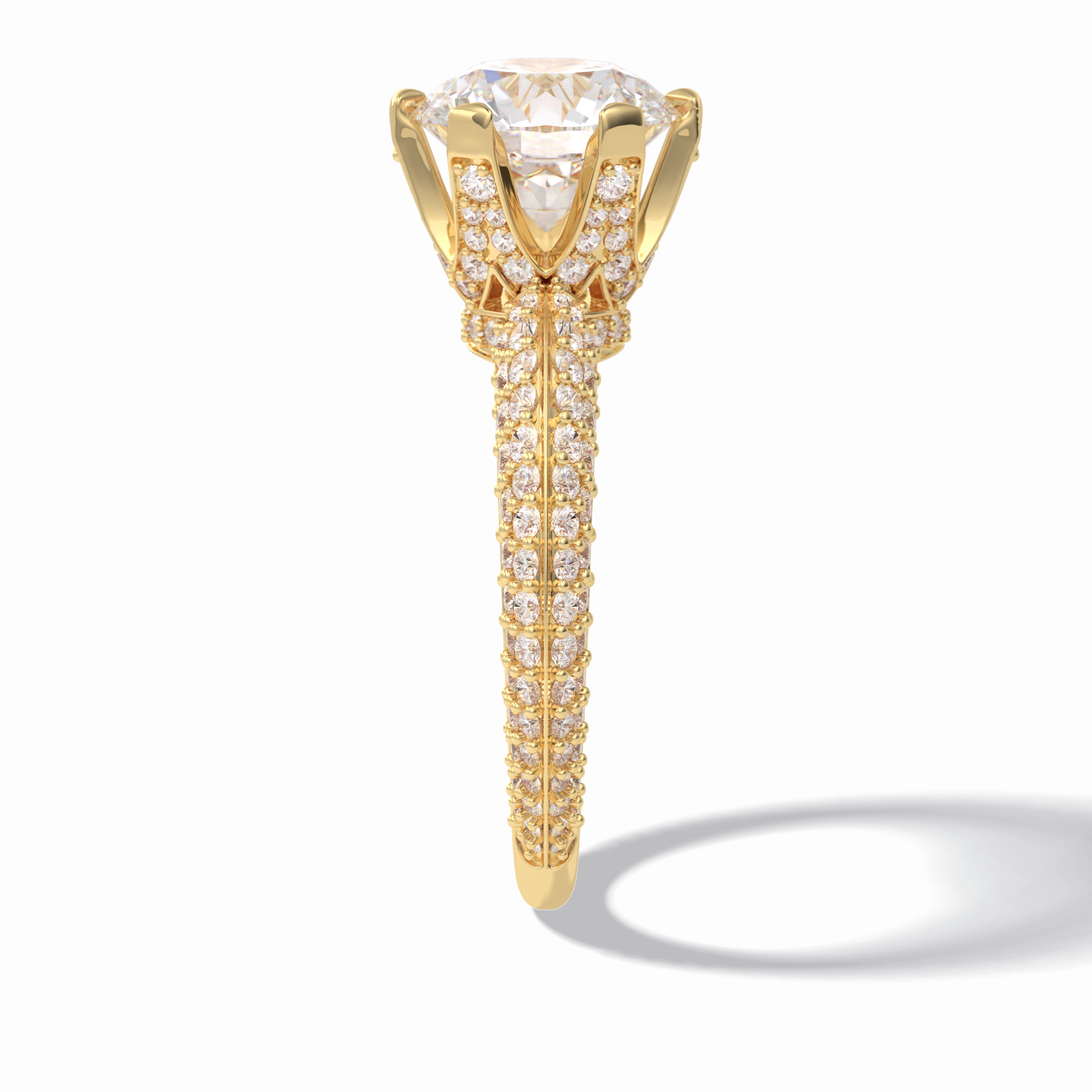 2.5 CT Round Cut Pave Style Moissanite Engagement Rings