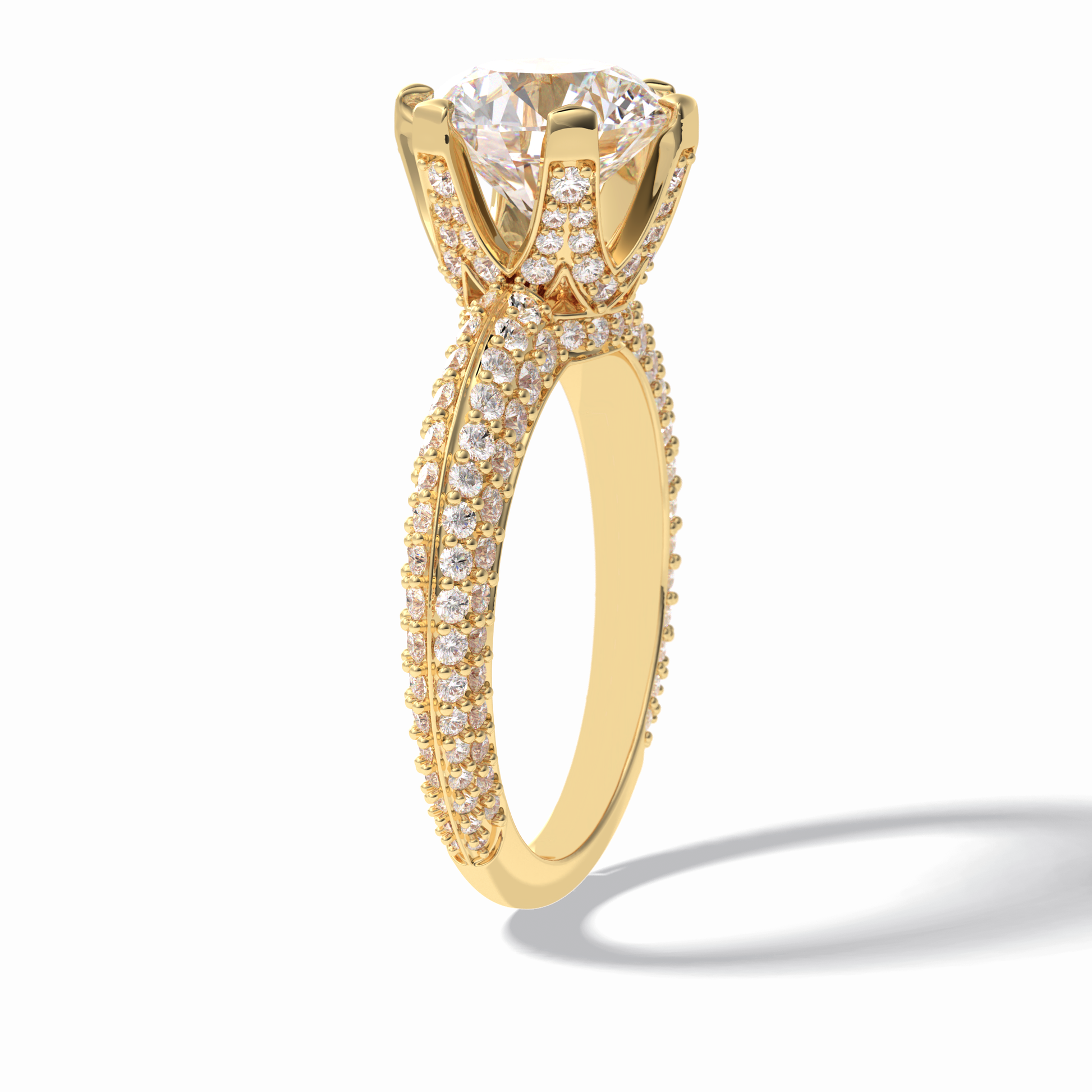2.5 CT Round Cut Pave Style Moissanite Engagement Rings
