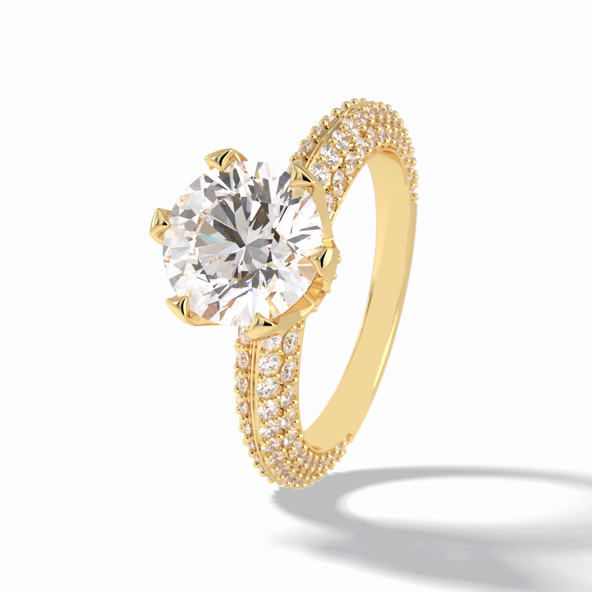 2.5 CT Round Cut Pave Style Moissanite Engagement Rings