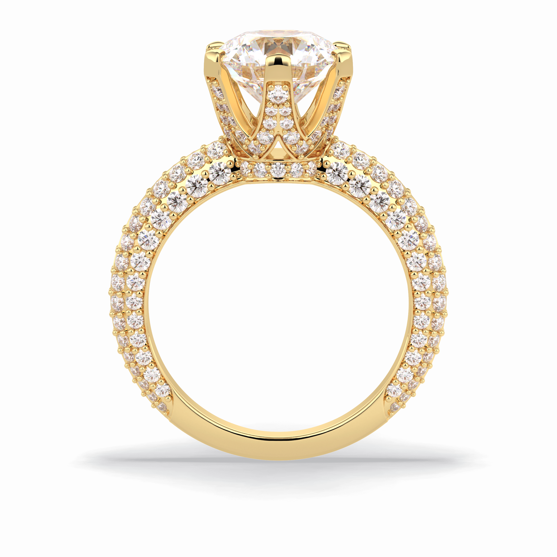 2.5 CT Round Cut Pave Style Moissanite Engagement Rings