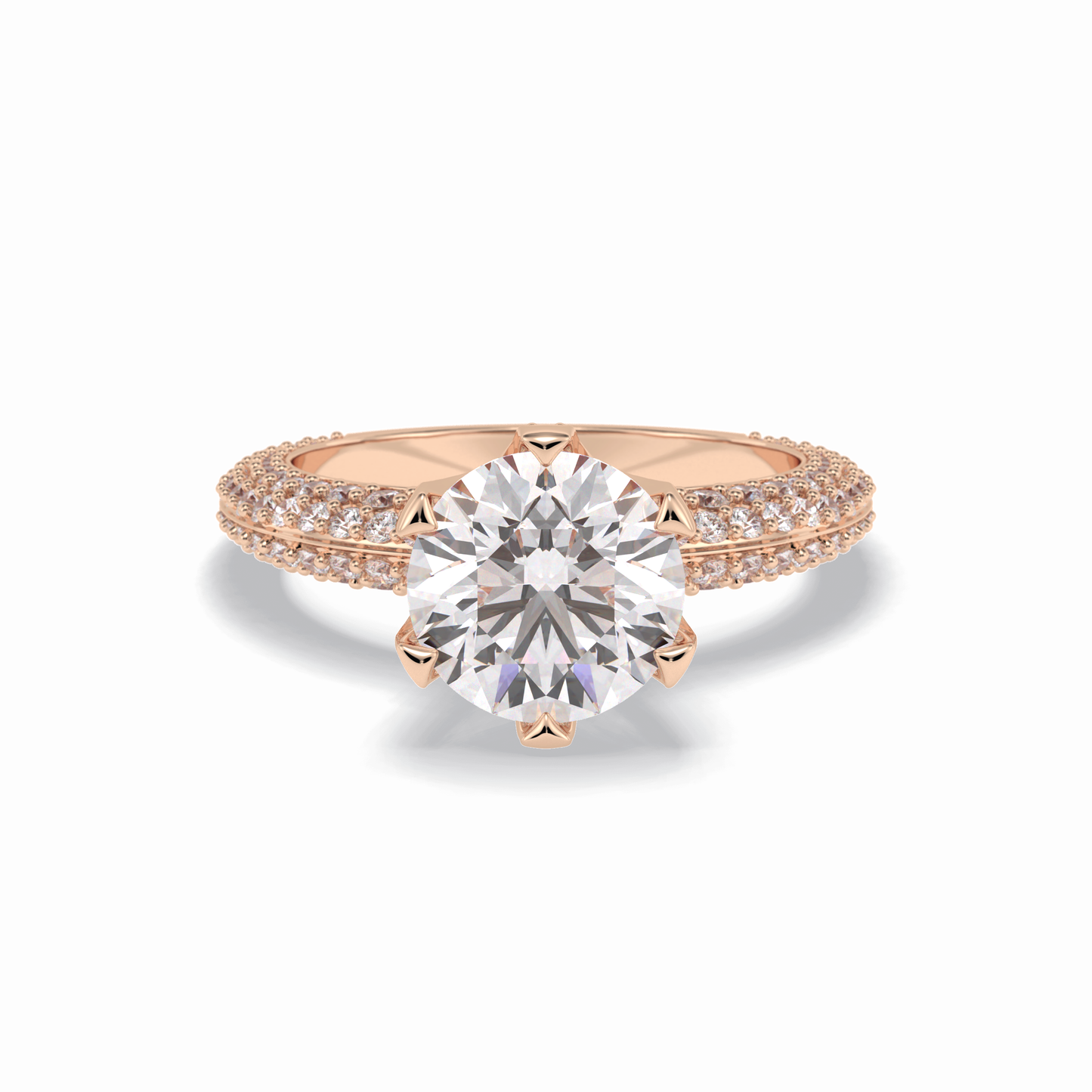 2.5 CT Round Cut Pave Style Moissanite Engagement Rings