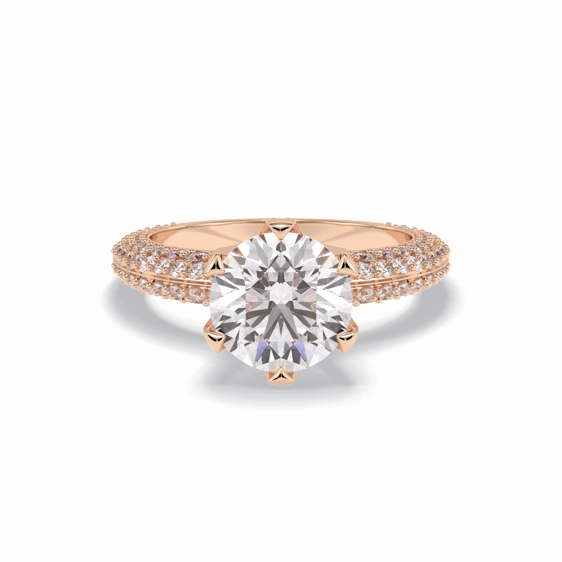 2.5 CT Round Cut Pave Style Moissanite Engagement Rings