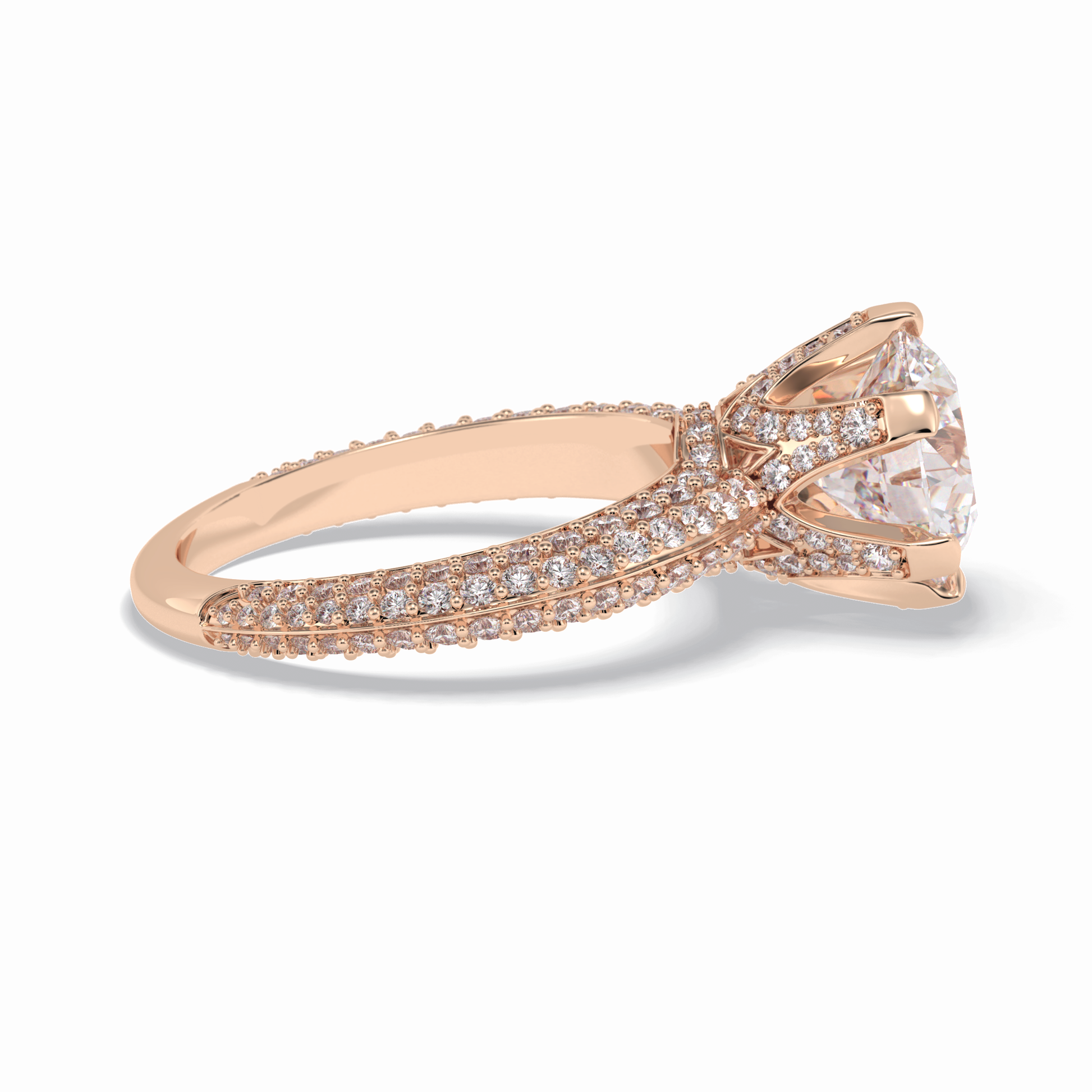2.5 CT Round Cut Pave Style Moissanite Engagement Rings