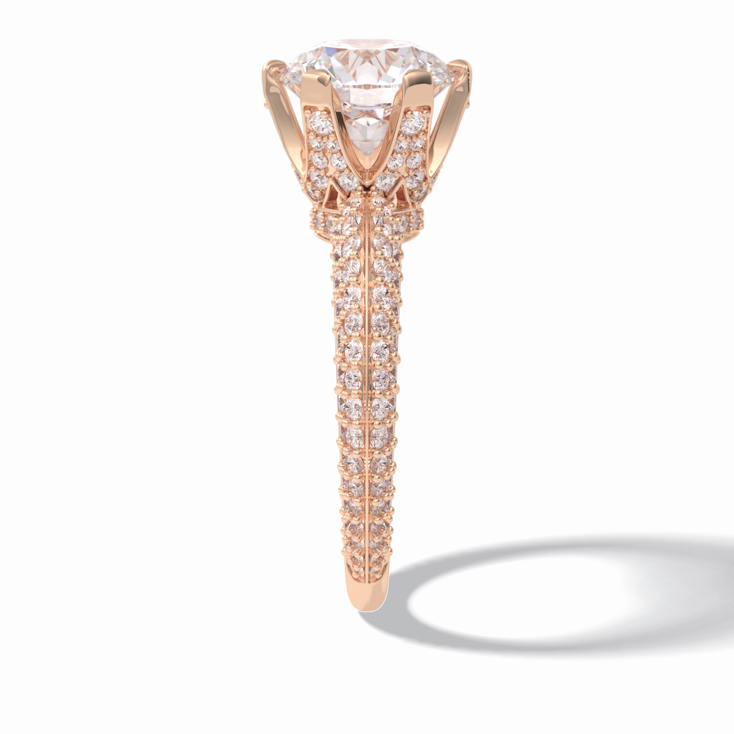 2.5 CT Round Cut Pave Style Moissanite Engagement Rings