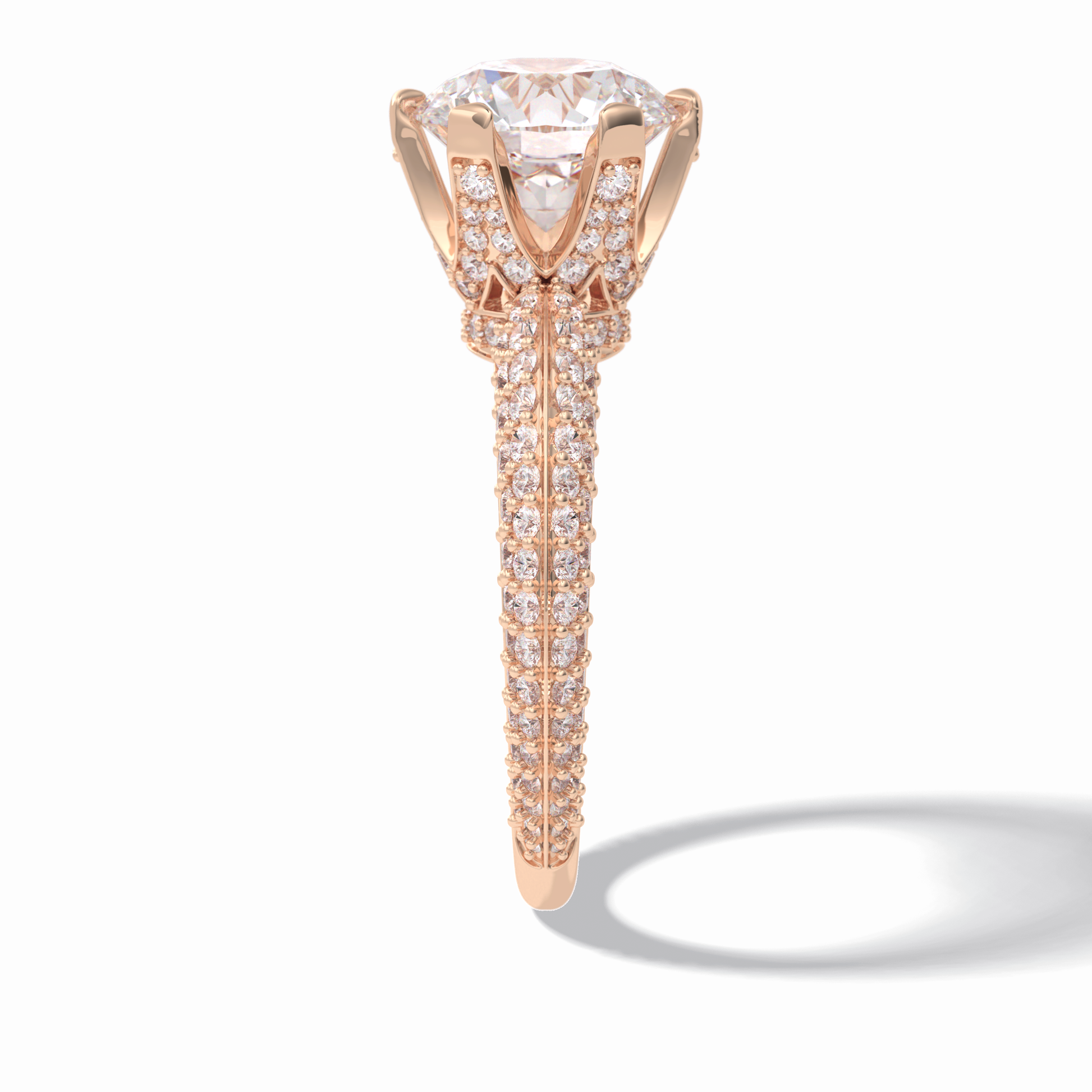 2.5 CT Round Cut Pave Style Moissanite Engagement Rings