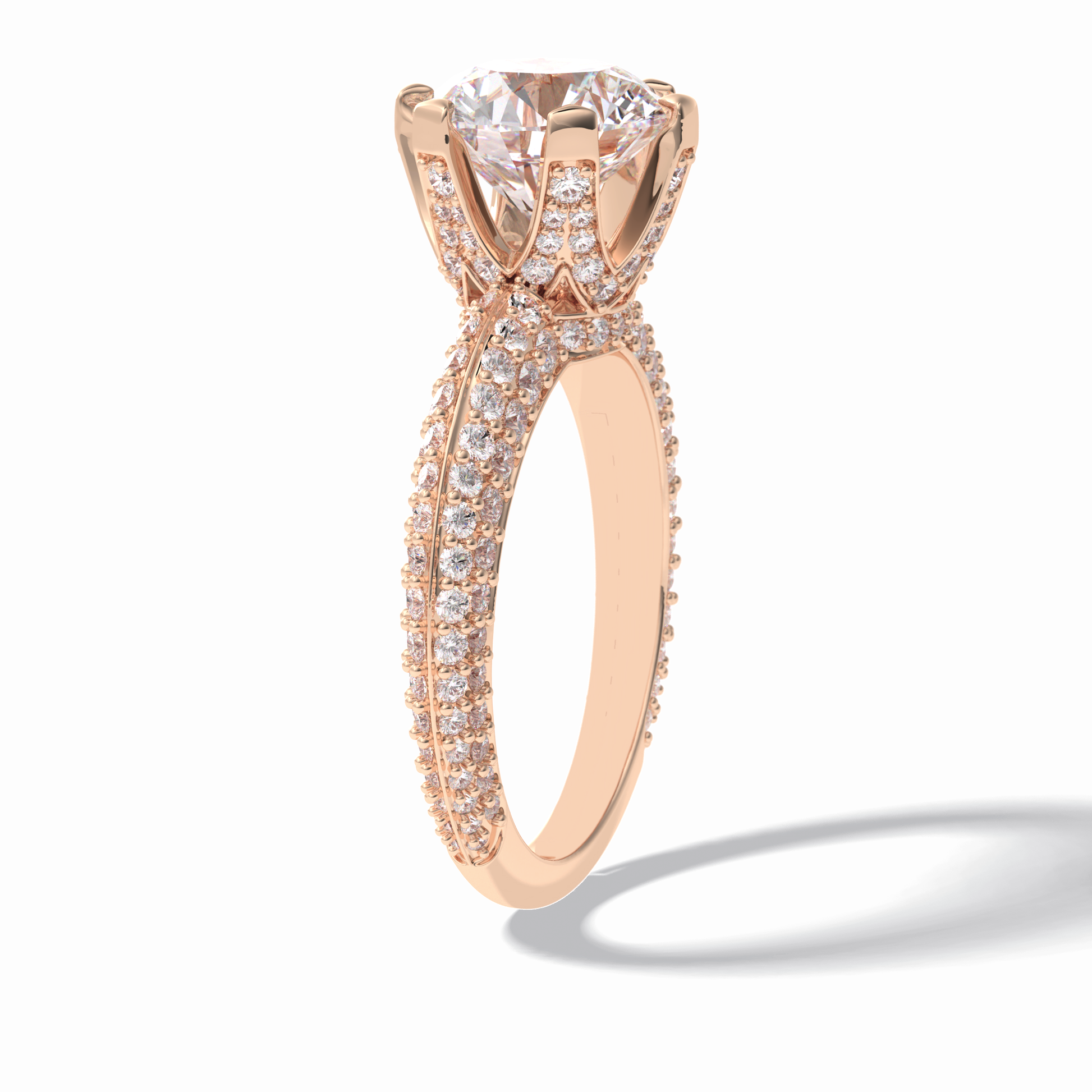 2.5 CT Round Cut Pave Style Moissanite Engagement Rings