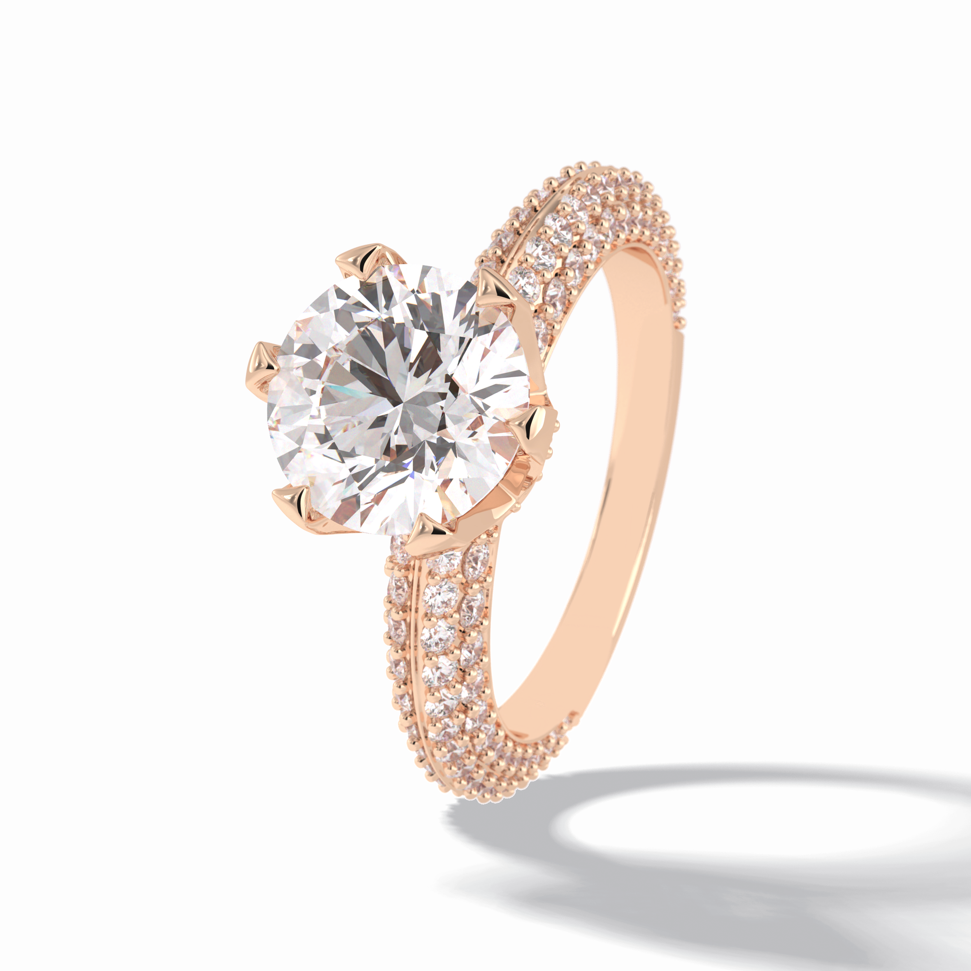 2.5 CT Round Cut Pave Style Moissanite Engagement Rings