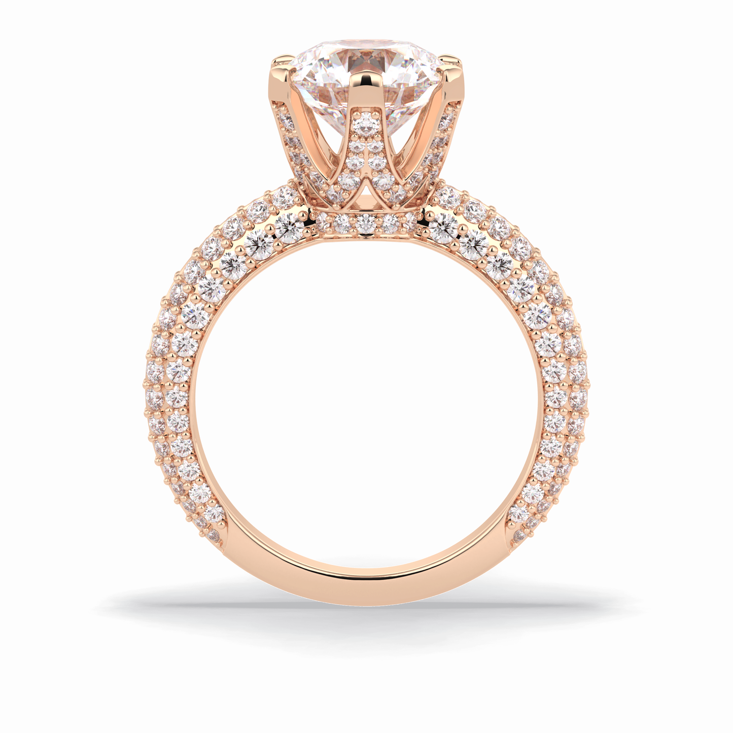 2.5 CT Round Cut Pave Style Moissanite Engagement Rings