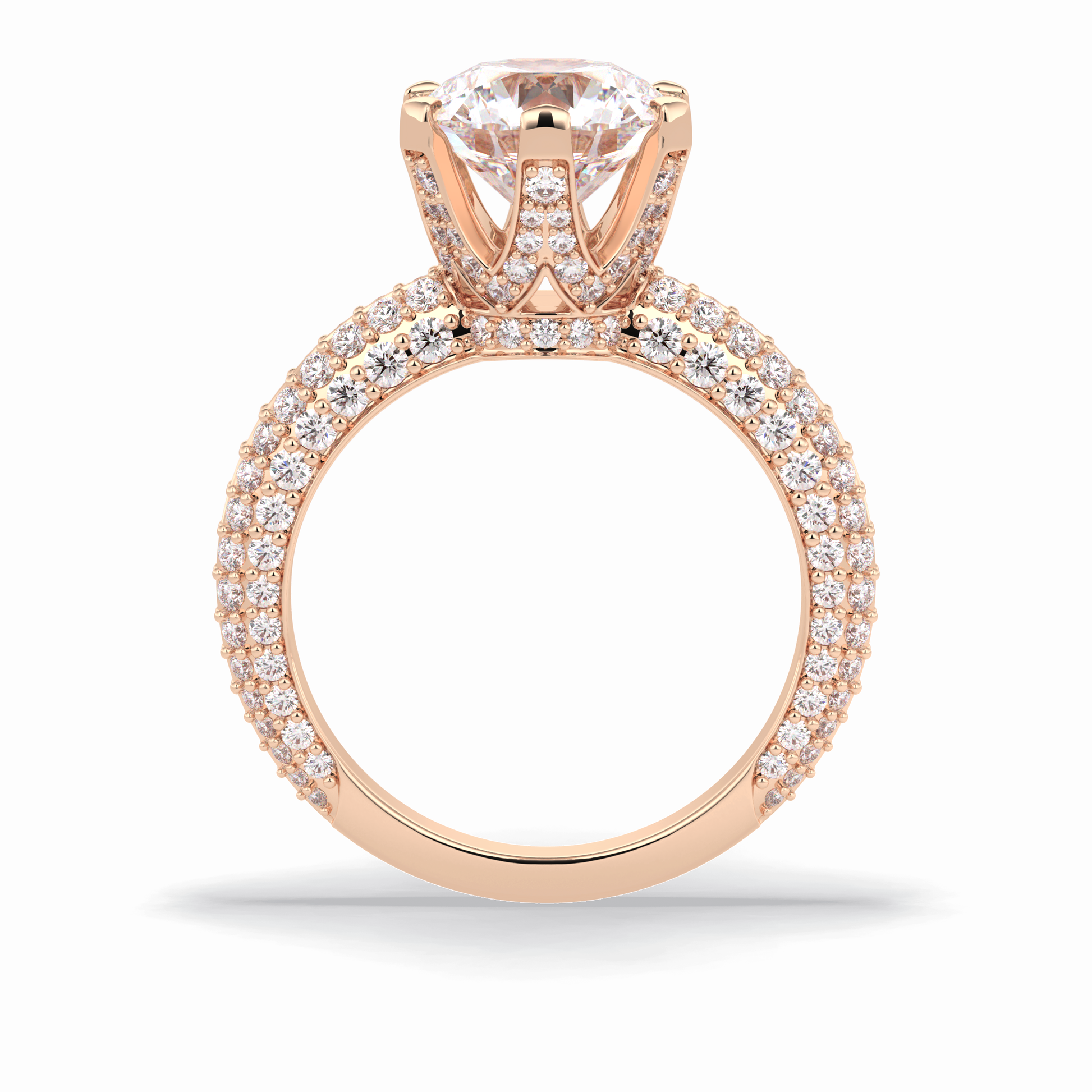 2.5 CT Round Cut Pave Style Moissanite Engagement Rings