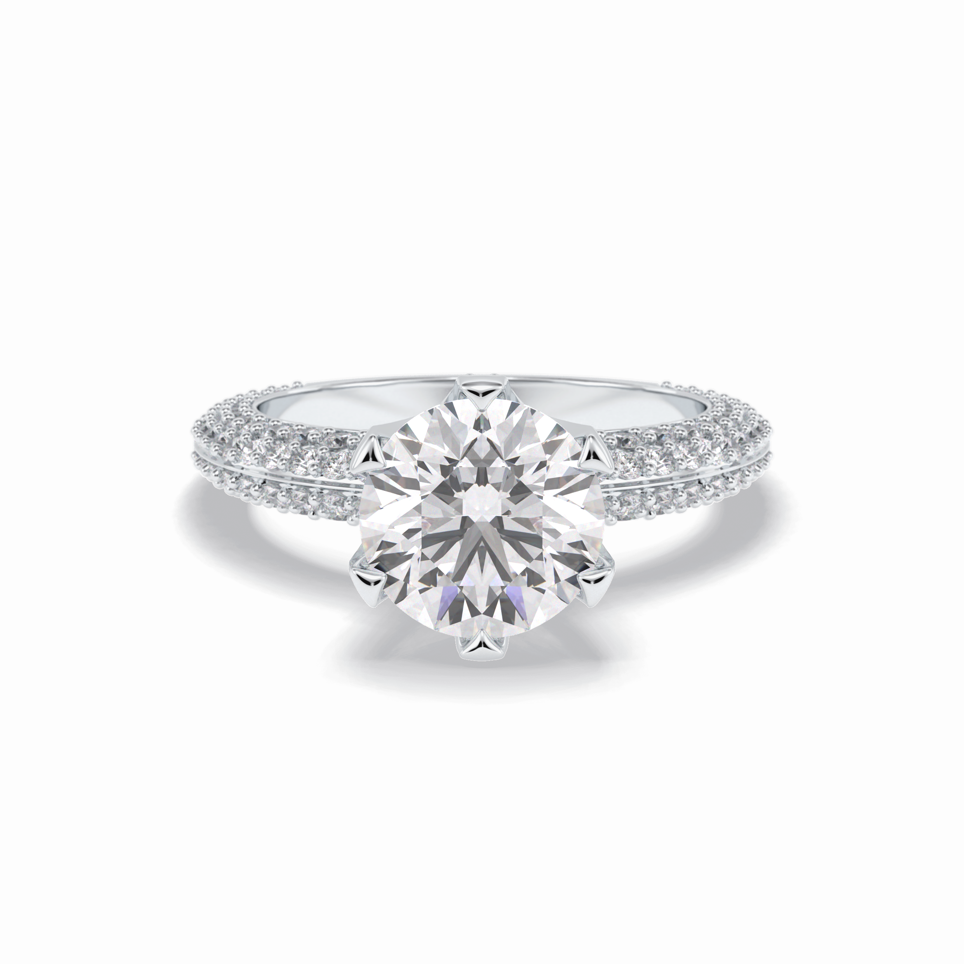 2.5 CT Round Cut Pave Style Moissanite Engagement Rings