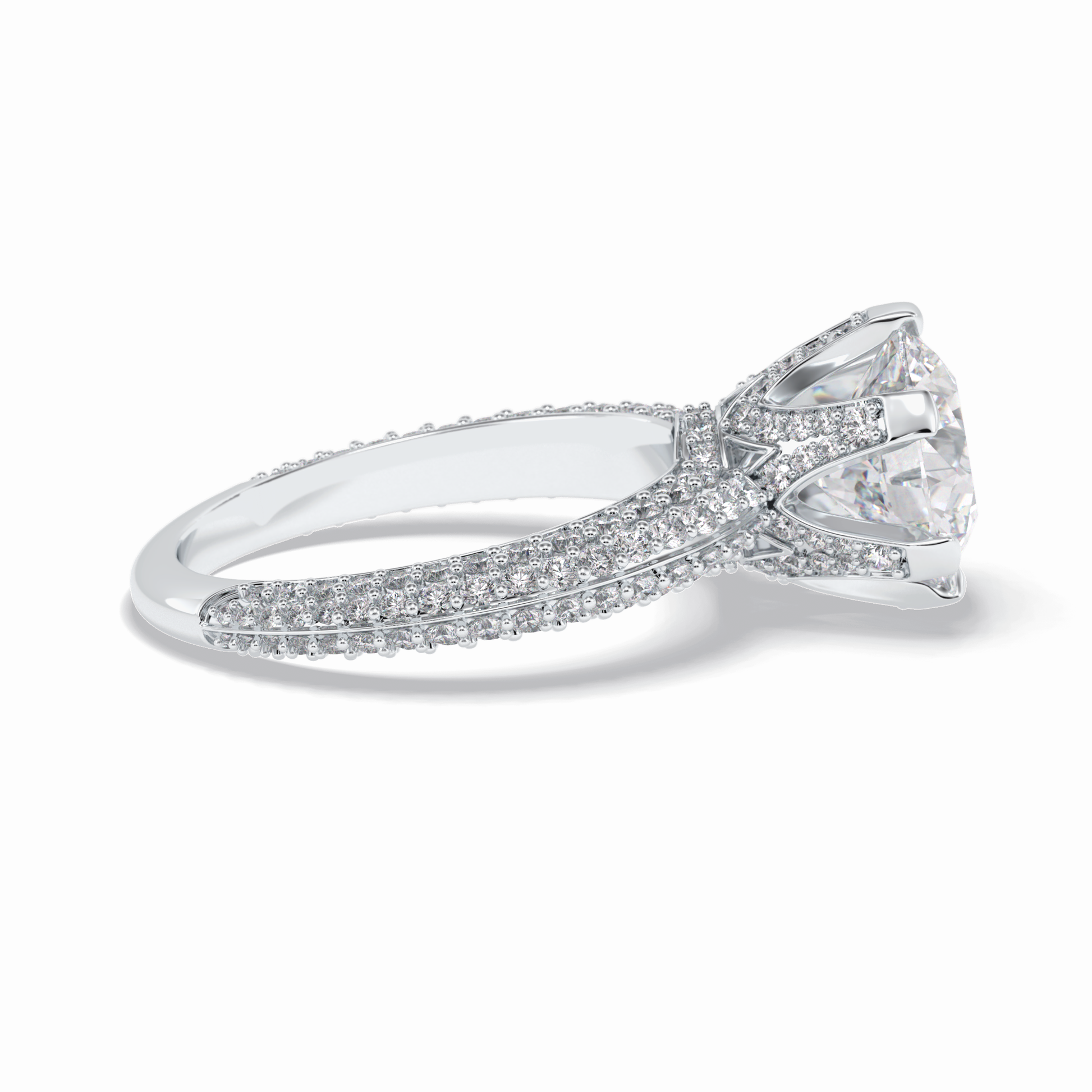 2.5 CT Round Cut Pave Style Moissanite Engagement Rings