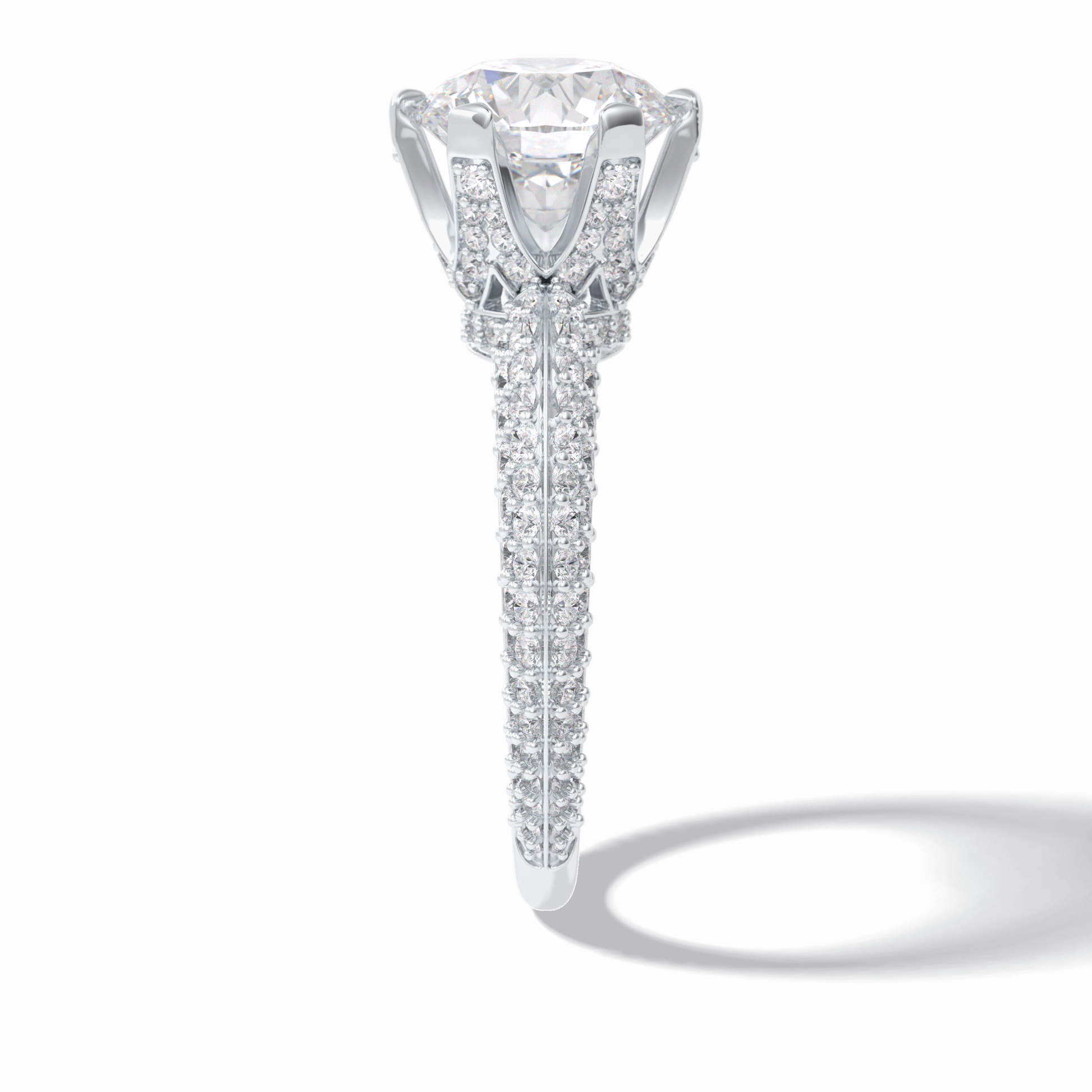 2.5 CT Round Cut Pave Style Moissanite Engagement Rings