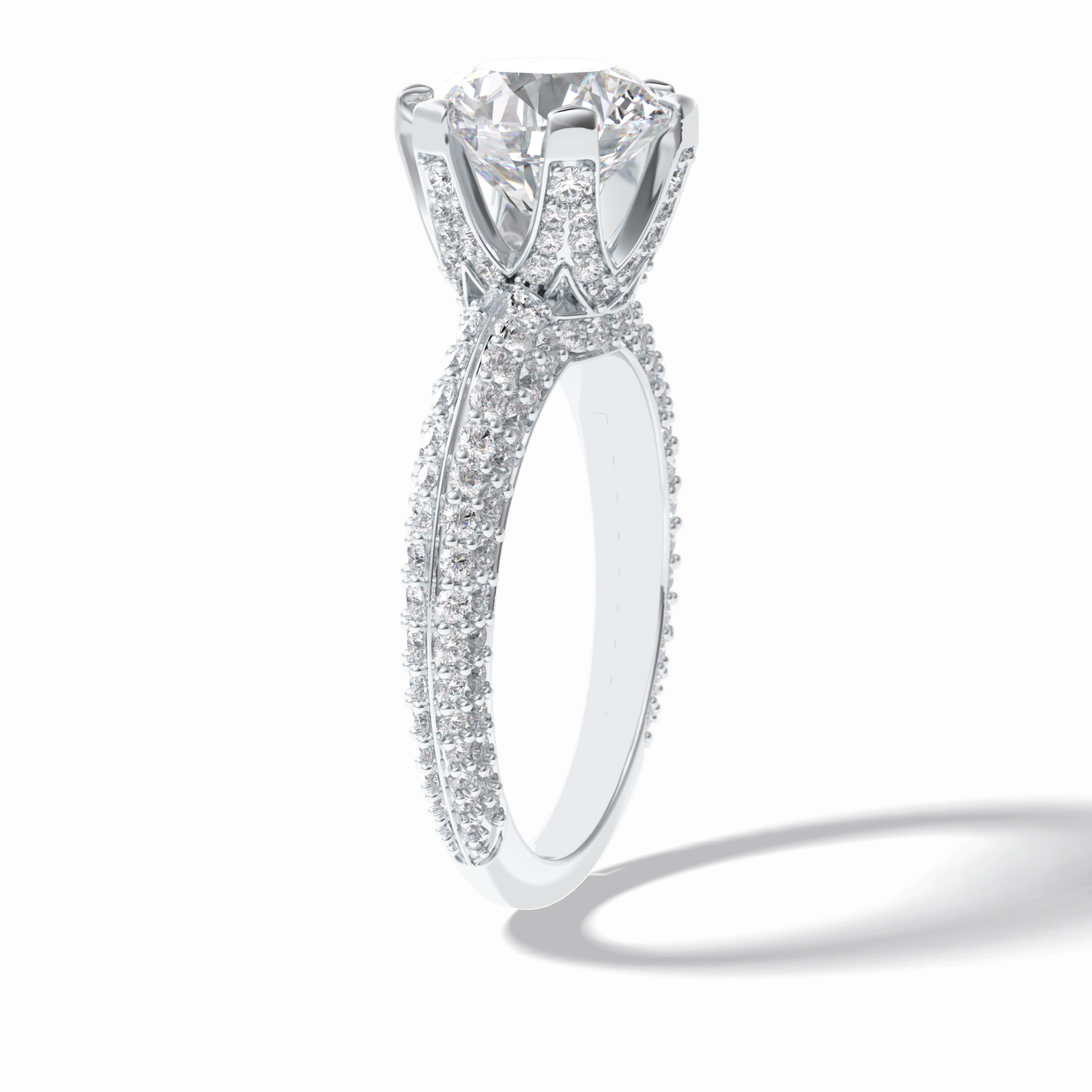 2.5 CT Round Cut Pave Style Moissanite Engagement Rings