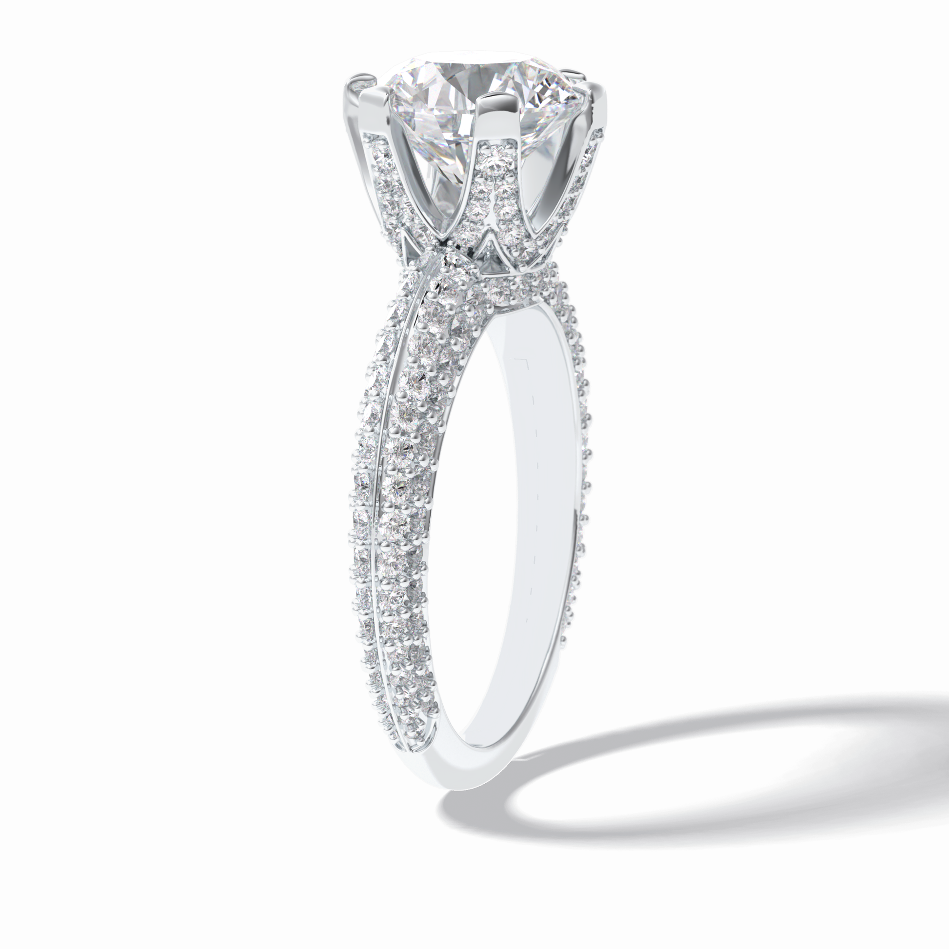 2.5 CT Round Cut Pave Style Moissanite Engagement Rings