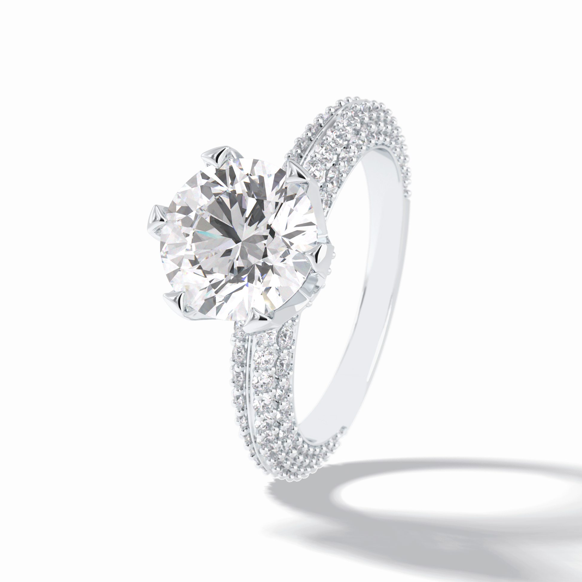 2.5 CT Round Cut Pave Style Moissanite Engagement Rings
