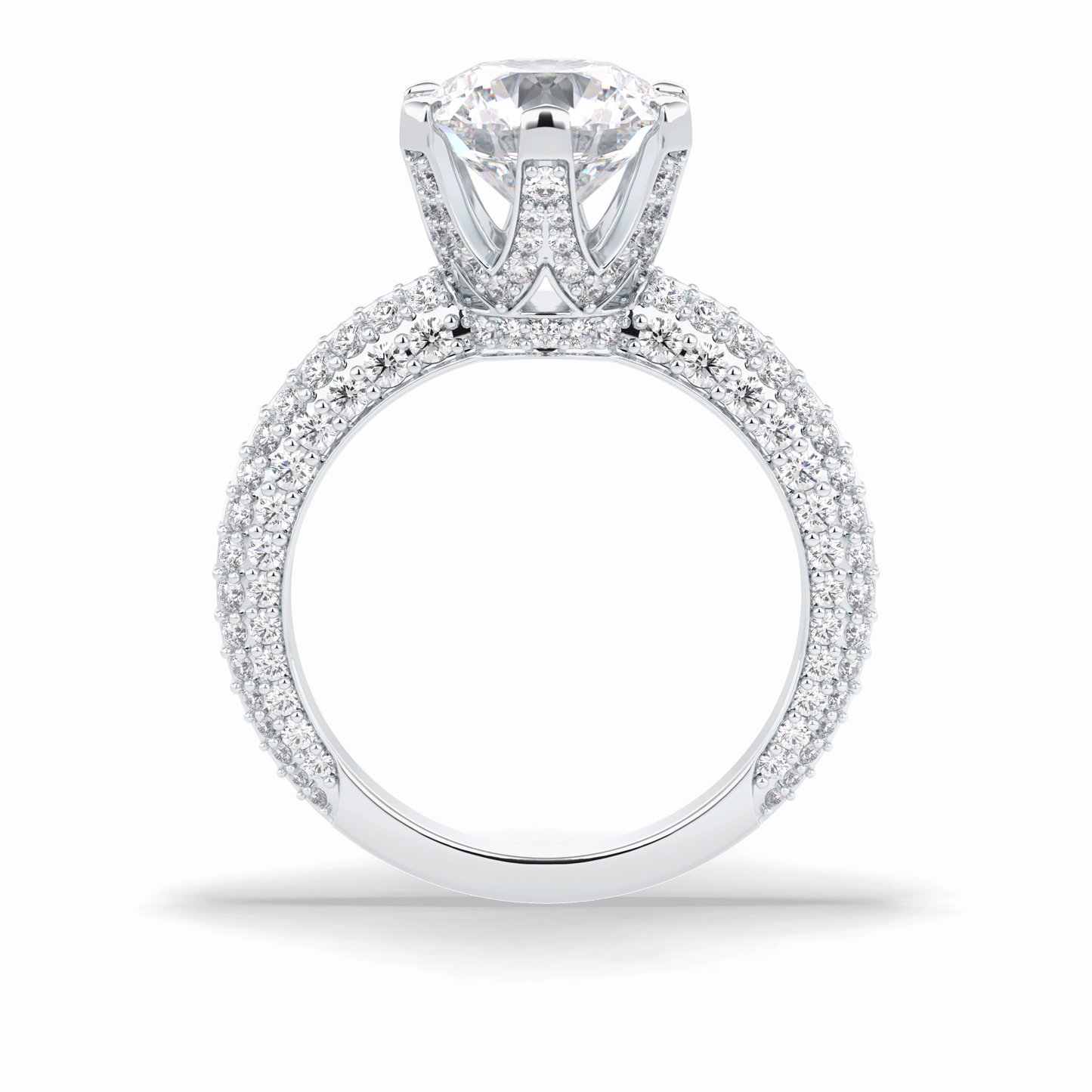 2.5 CT Round Cut Pave Style Moissanite Engagement Rings