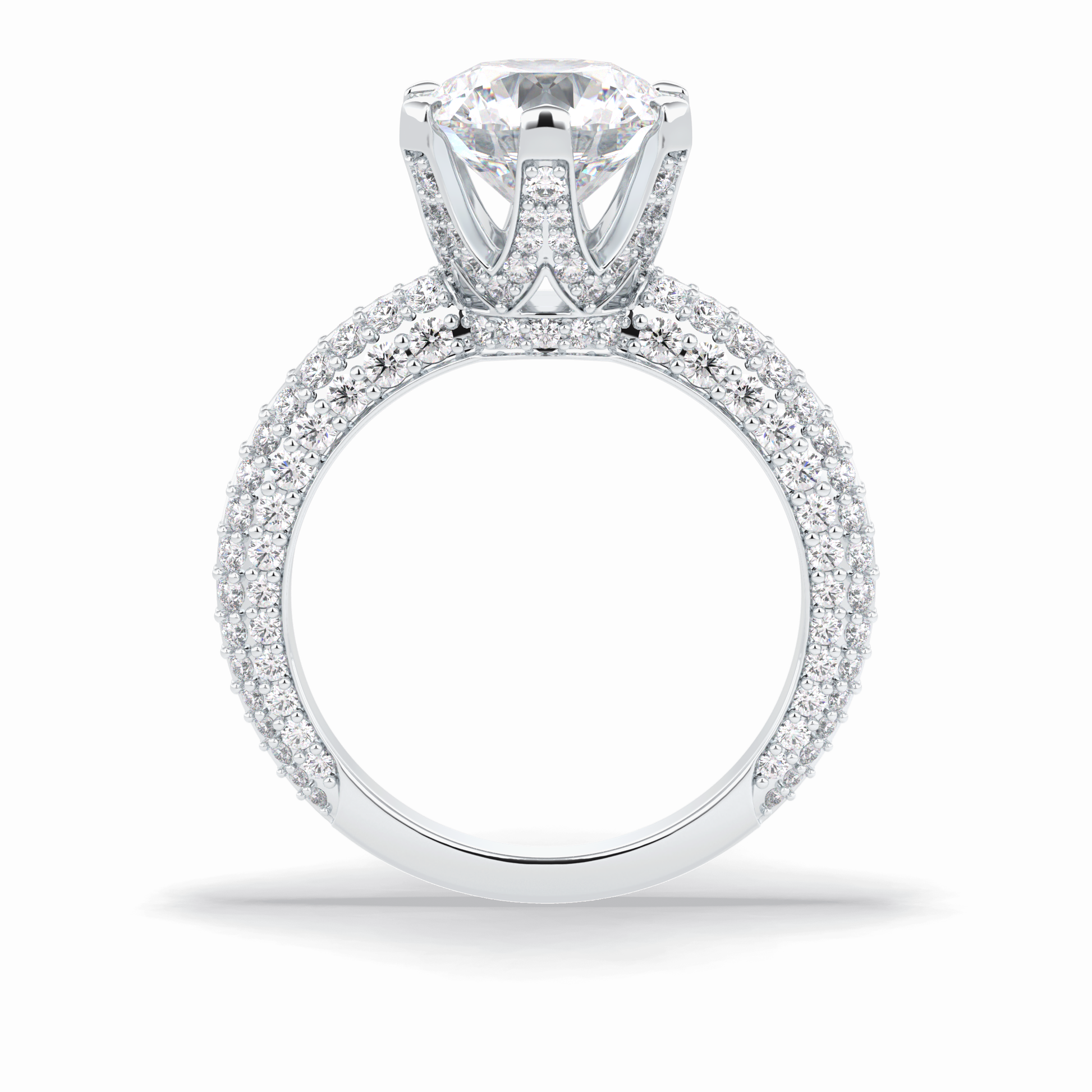 2.5 CT Round Cut Pave Style Moissanite Engagement Rings