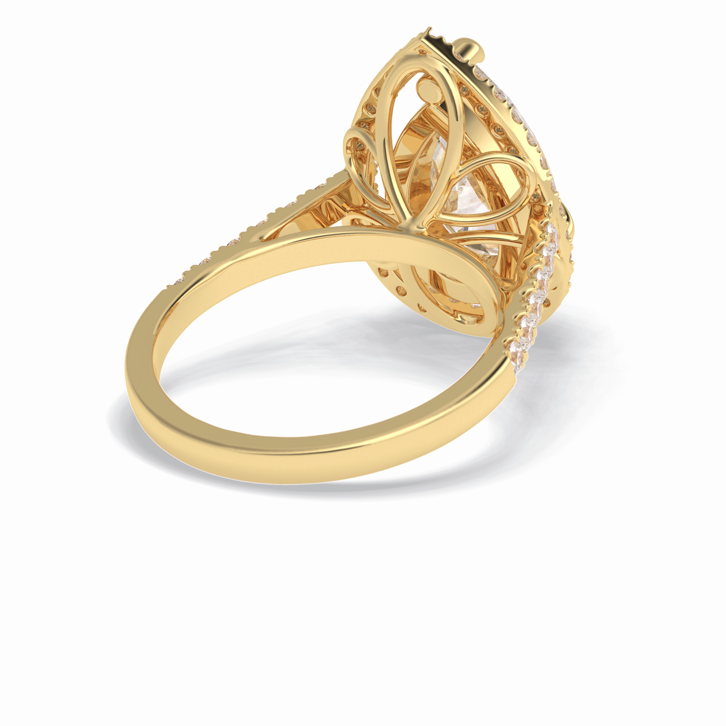 3.0 CT Pear Cut Halo & Pave Style Moissanite Engagement Rings