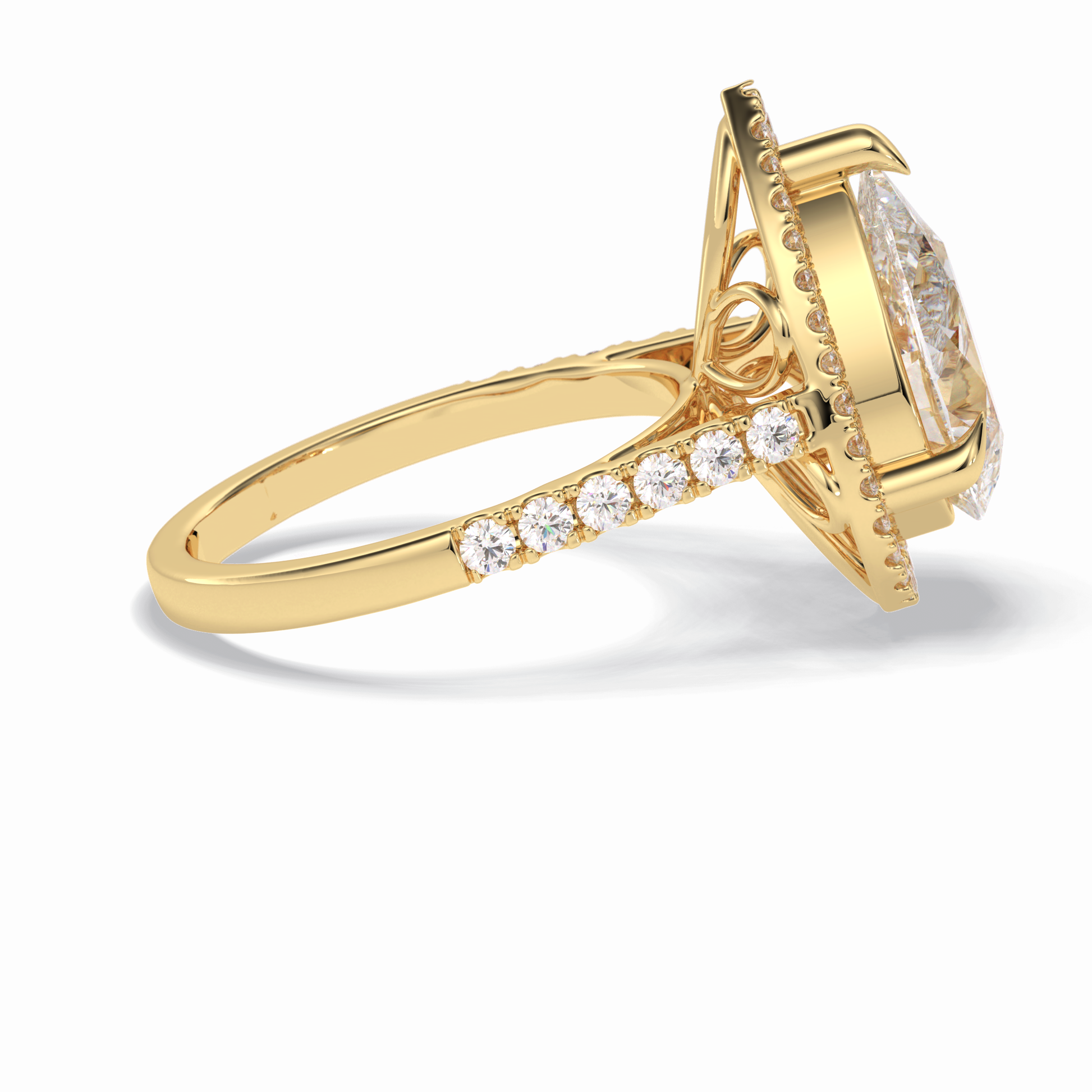 3.0 CT Pear Cut Halo & Pave Style Moissanite Engagement Rings