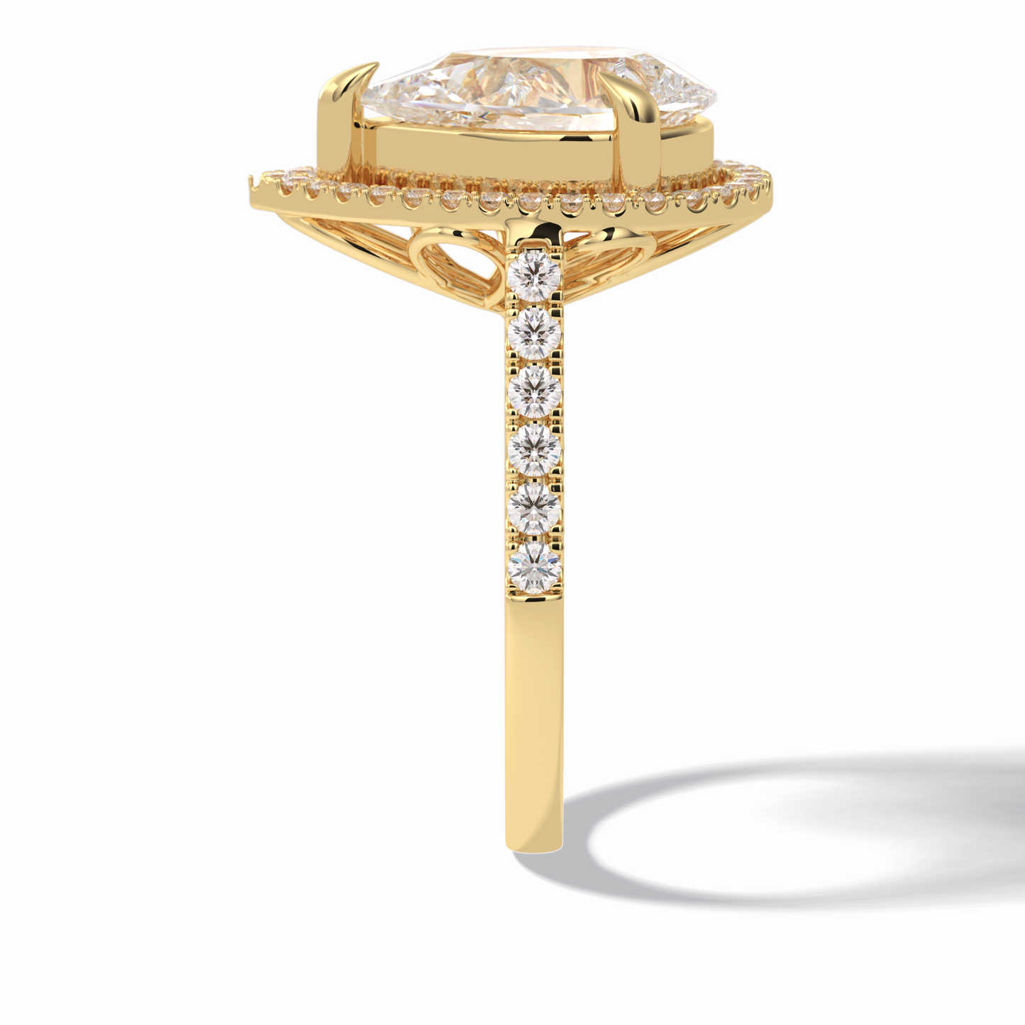 3.0 CT Pear Cut Halo & Pave Style Moissanite Engagement Rings