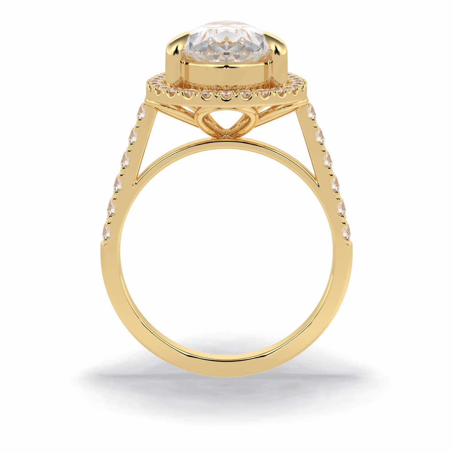 3.0 CT Pear Cut Halo & Pave Style Moissanite Engagement Rings