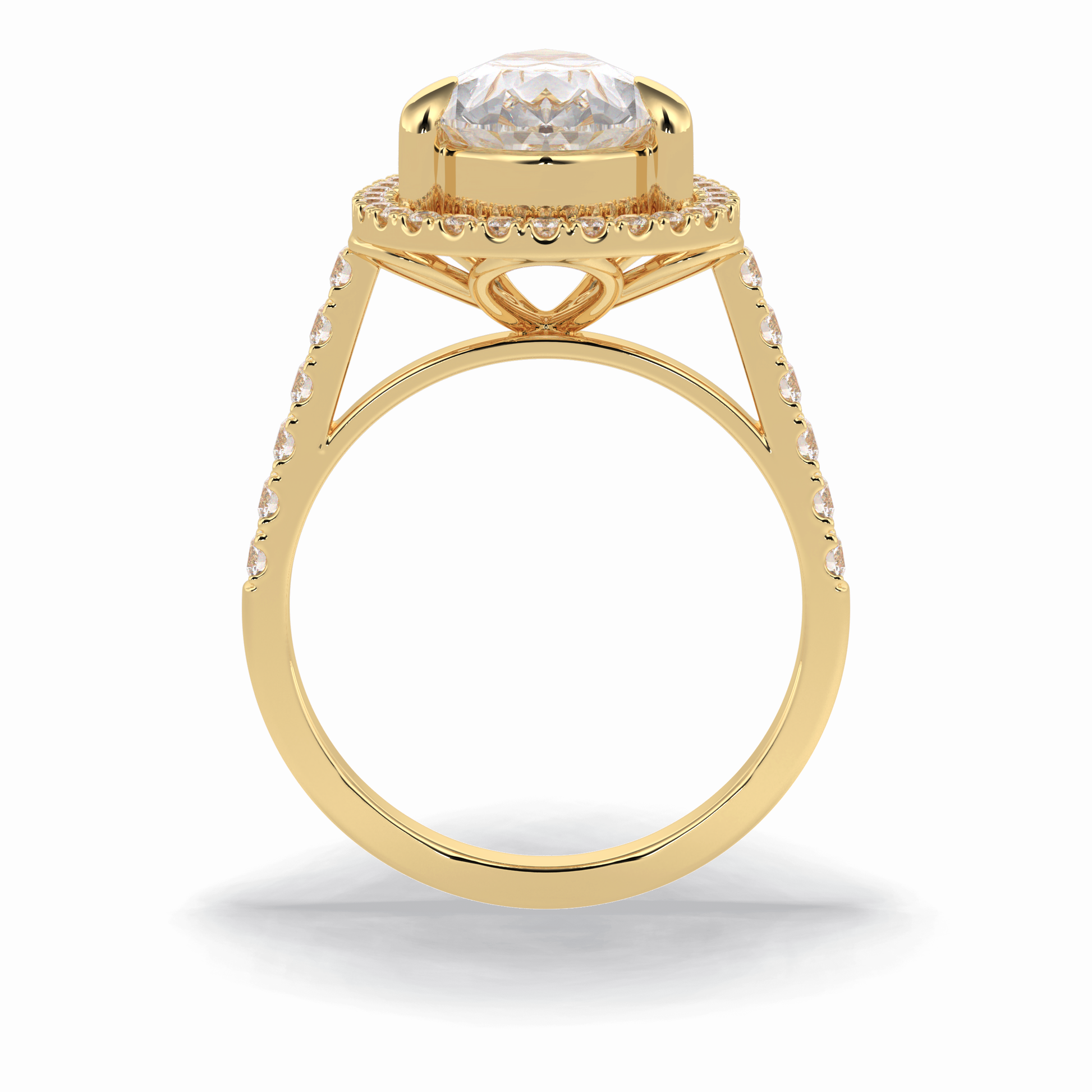 3.0 CT Pear Cut Halo & Pave Style Moissanite Engagement Rings