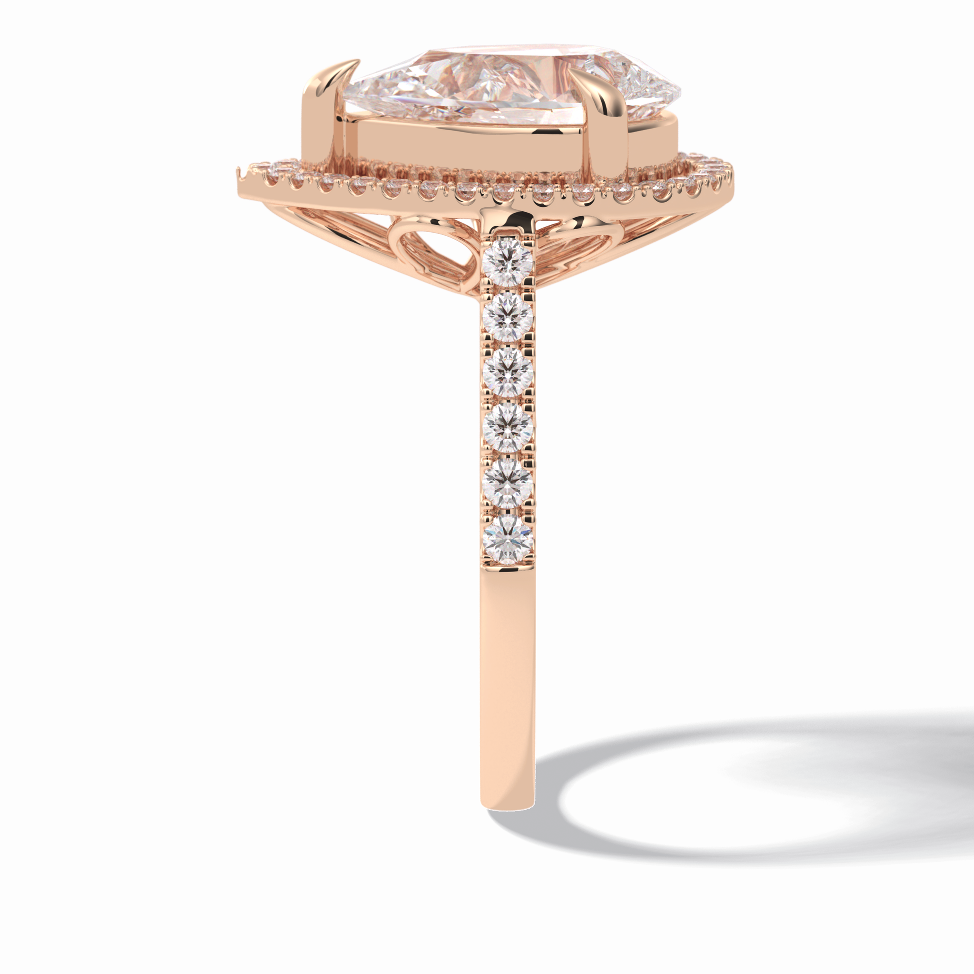 3.0 CT Pear Cut Halo & Pave Style Moissanite Engagement Rings