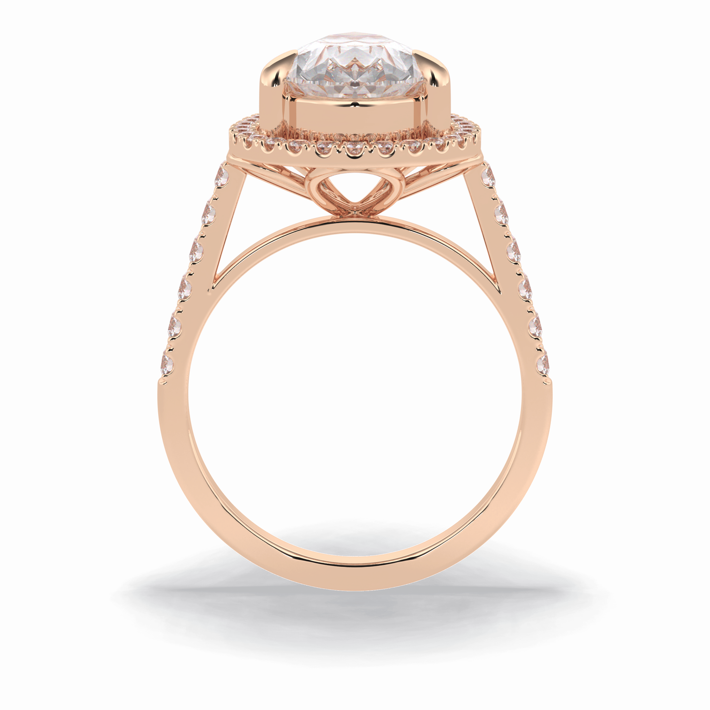 3.0 CT Pear Cut Halo & Pave Style Moissanite Engagement Rings