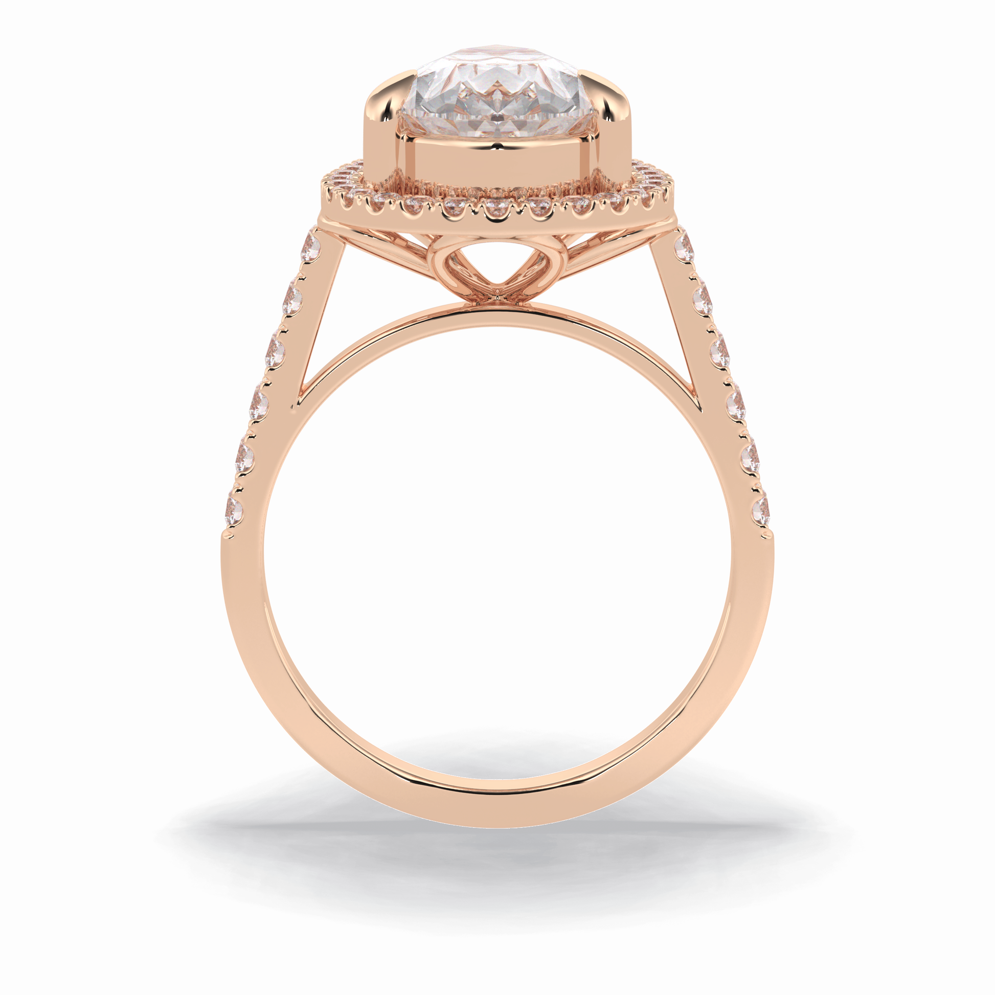 3.0 CT Pear Cut Halo & Pave Style Moissanite Engagement Rings