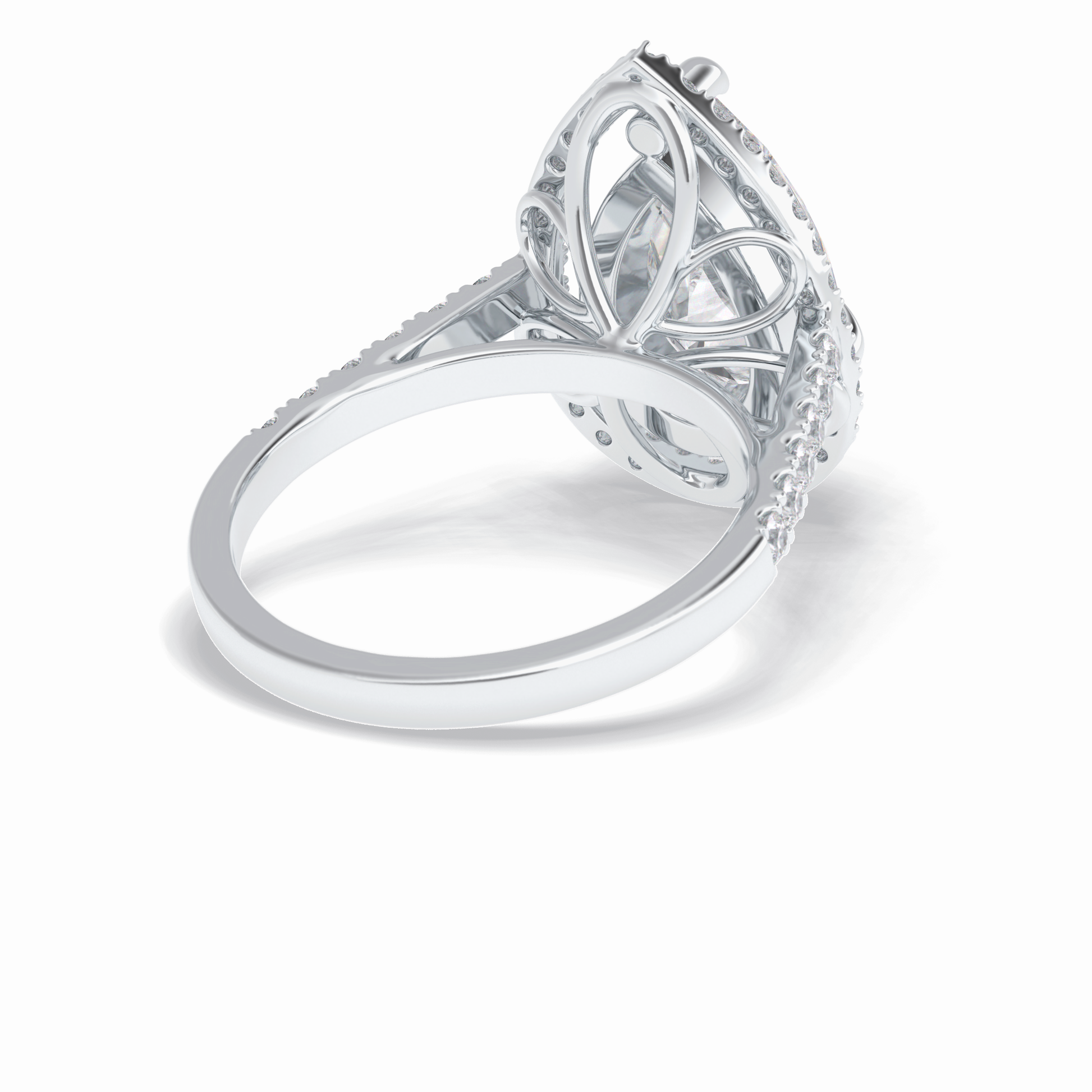 3.0 CT Pear Cut Halo & Pave Style Moissanite Engagement Rings