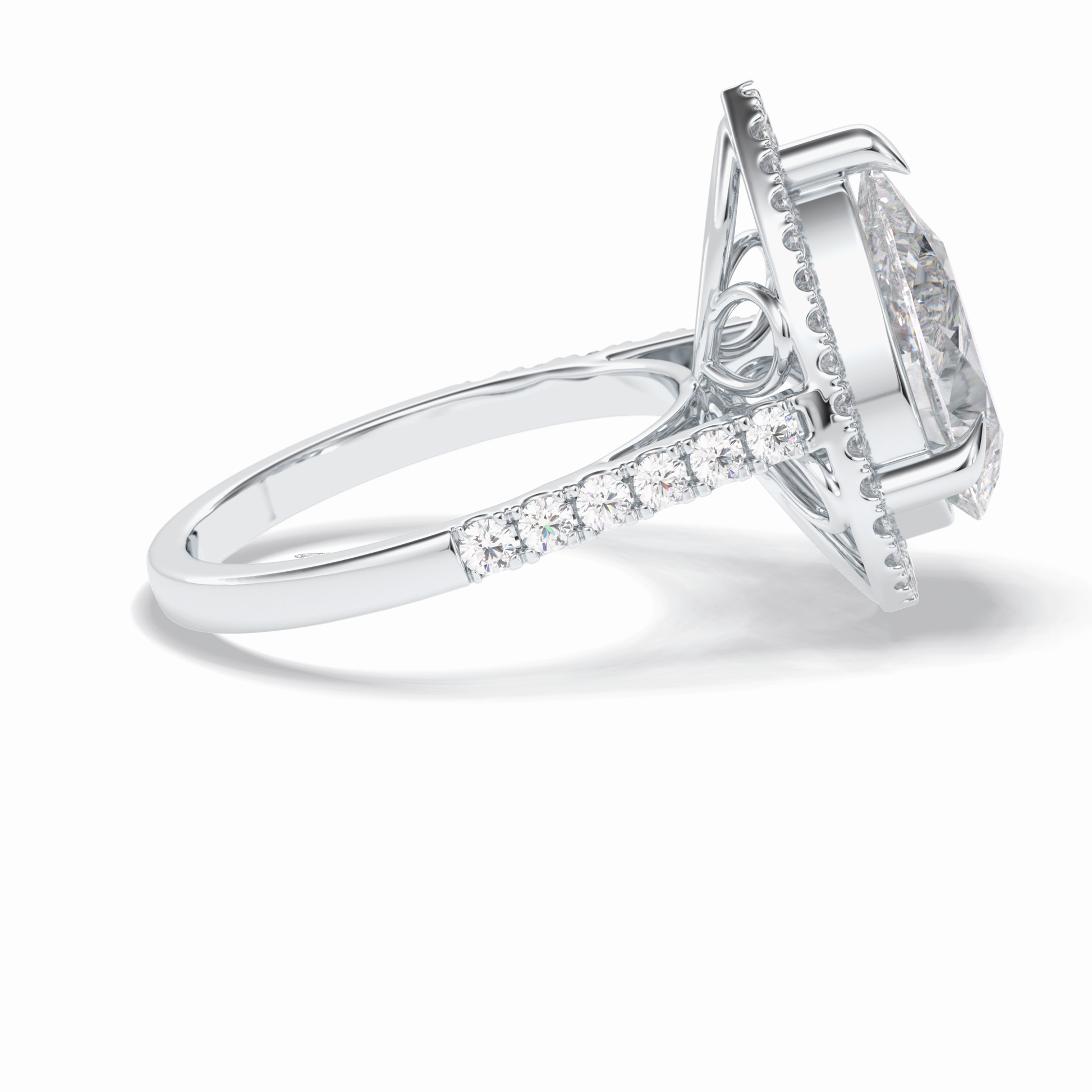 3.0 CT Pear Cut Halo & Pave Style Moissanite Engagement Rings