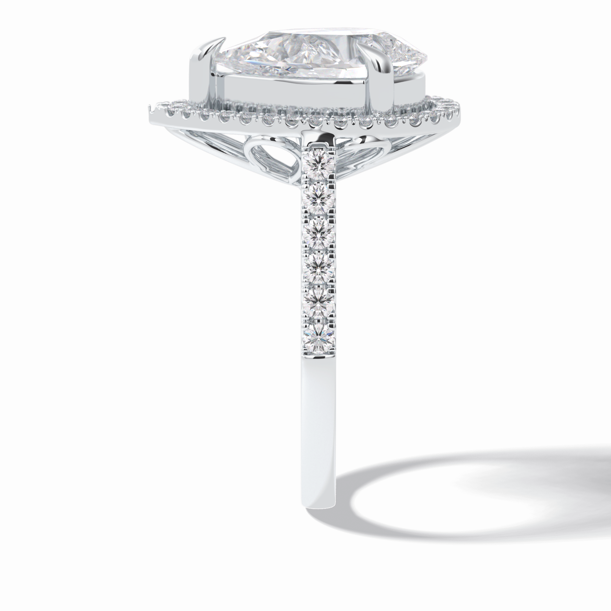 3.0 CT Pear Cut Halo & Pave Style Moissanite Engagement Rings