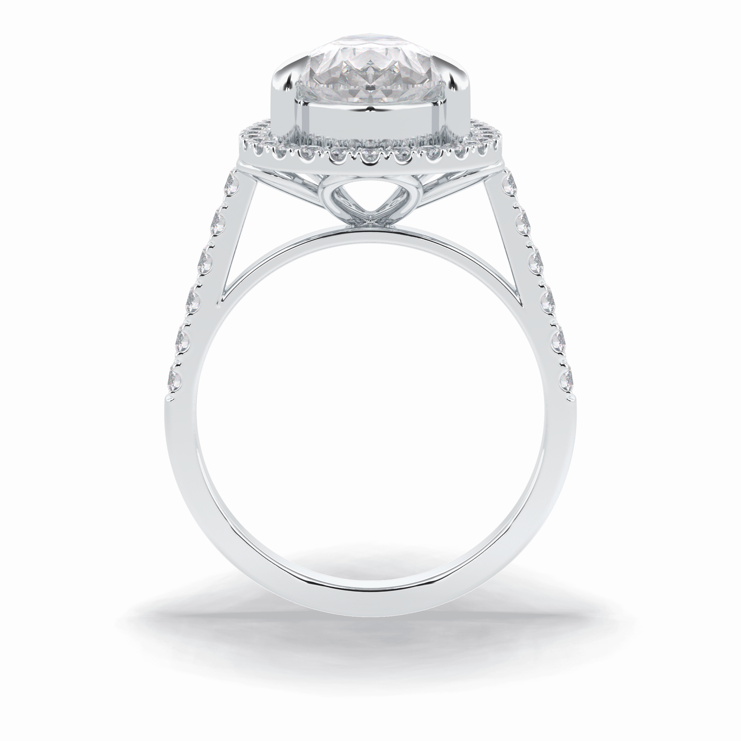 3.0 CT Pear Cut Halo & Pave Style Moissanite Engagement Rings