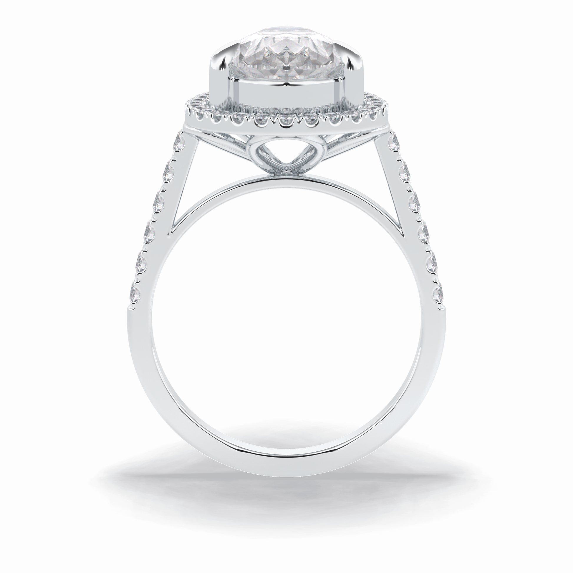 3.0 CT Pear Cut Halo & Pave Style Moissanite Engagement Rings