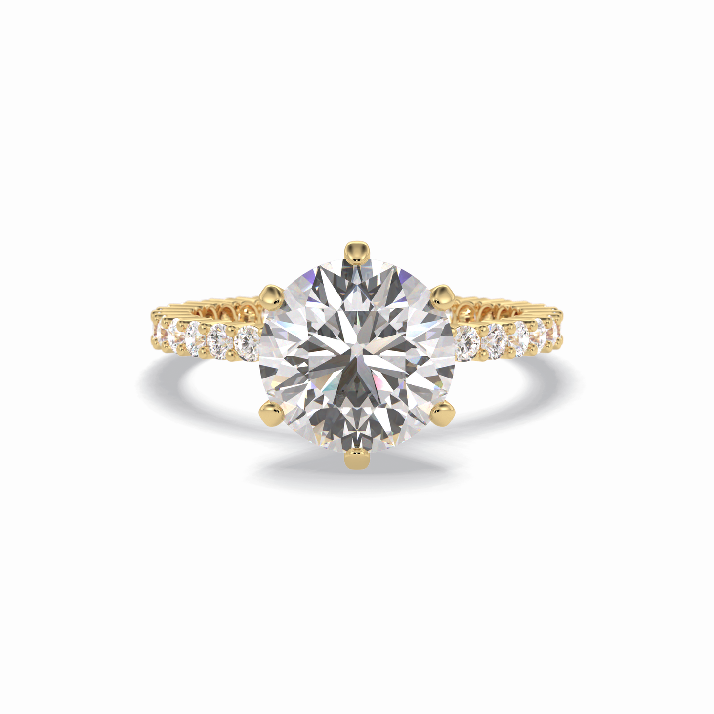 3.0 CT Round Cut Pave Style Moissanite Engagement Rings