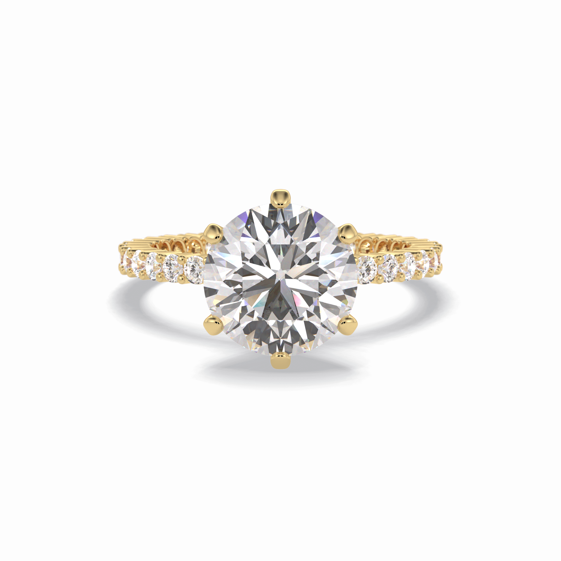 3.0 CT Round Cut Pave Style Moissanite Engagement Rings