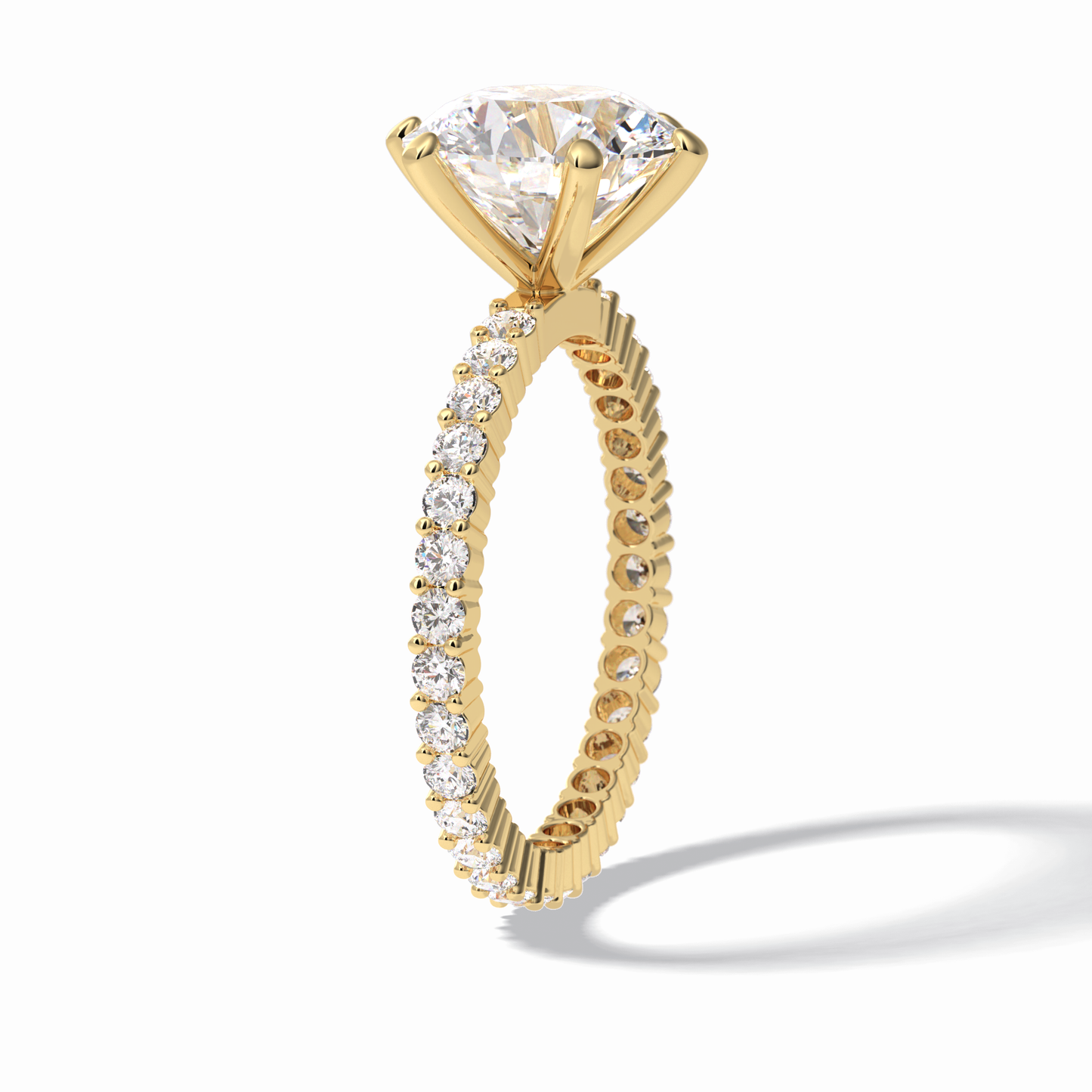3.0 CT Round Cut Pave Style Moissanite Engagement Rings