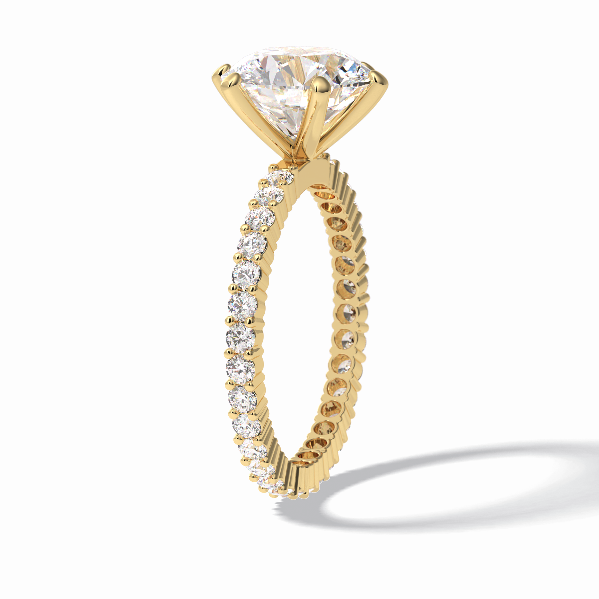 3.0 CT Round Cut Pave Style Moissanite Engagement Rings