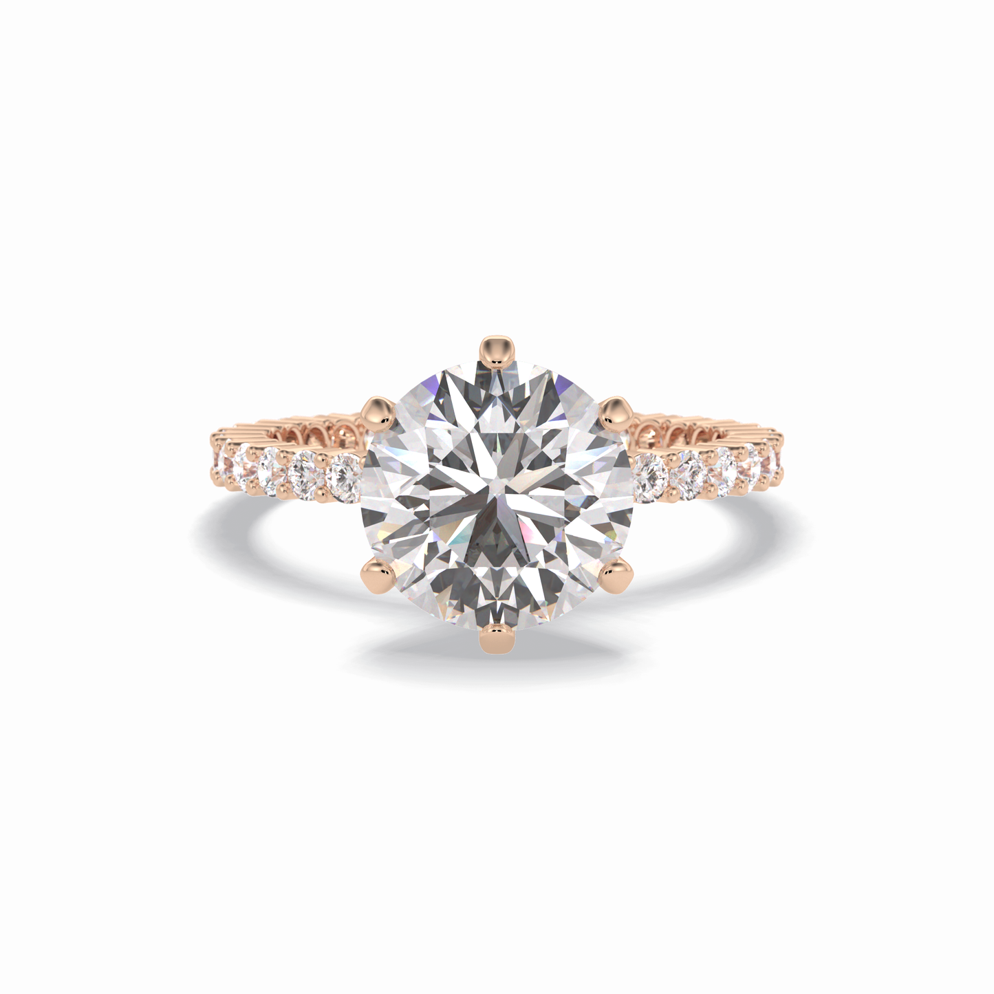 3.0 CT Round Cut Pave Style Moissanite Engagement Rings